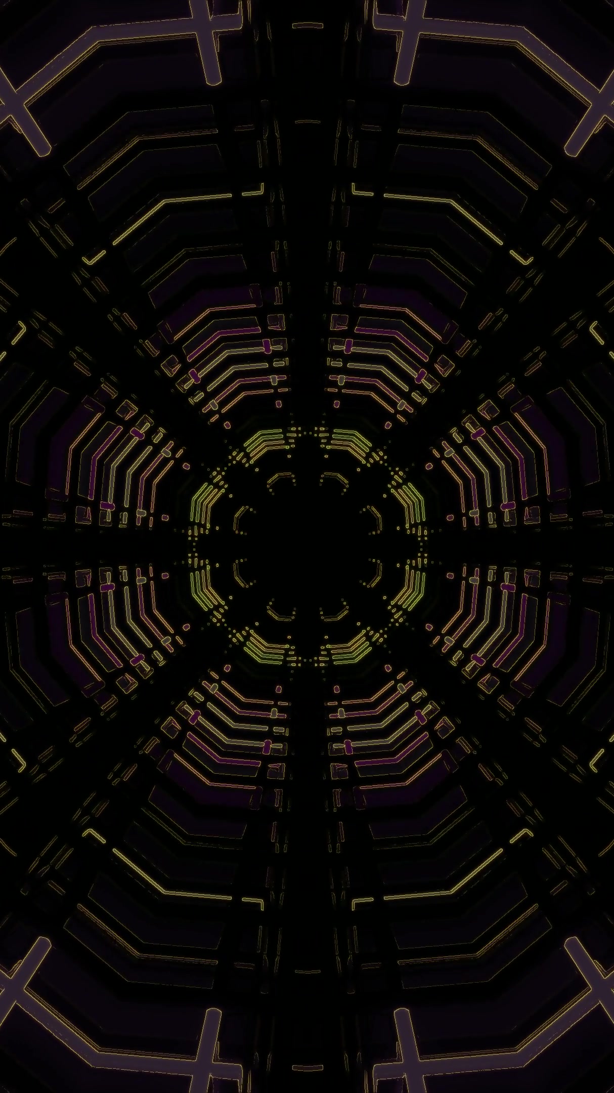 Seamless tunnel video loop with vibrant colors and intricate patt