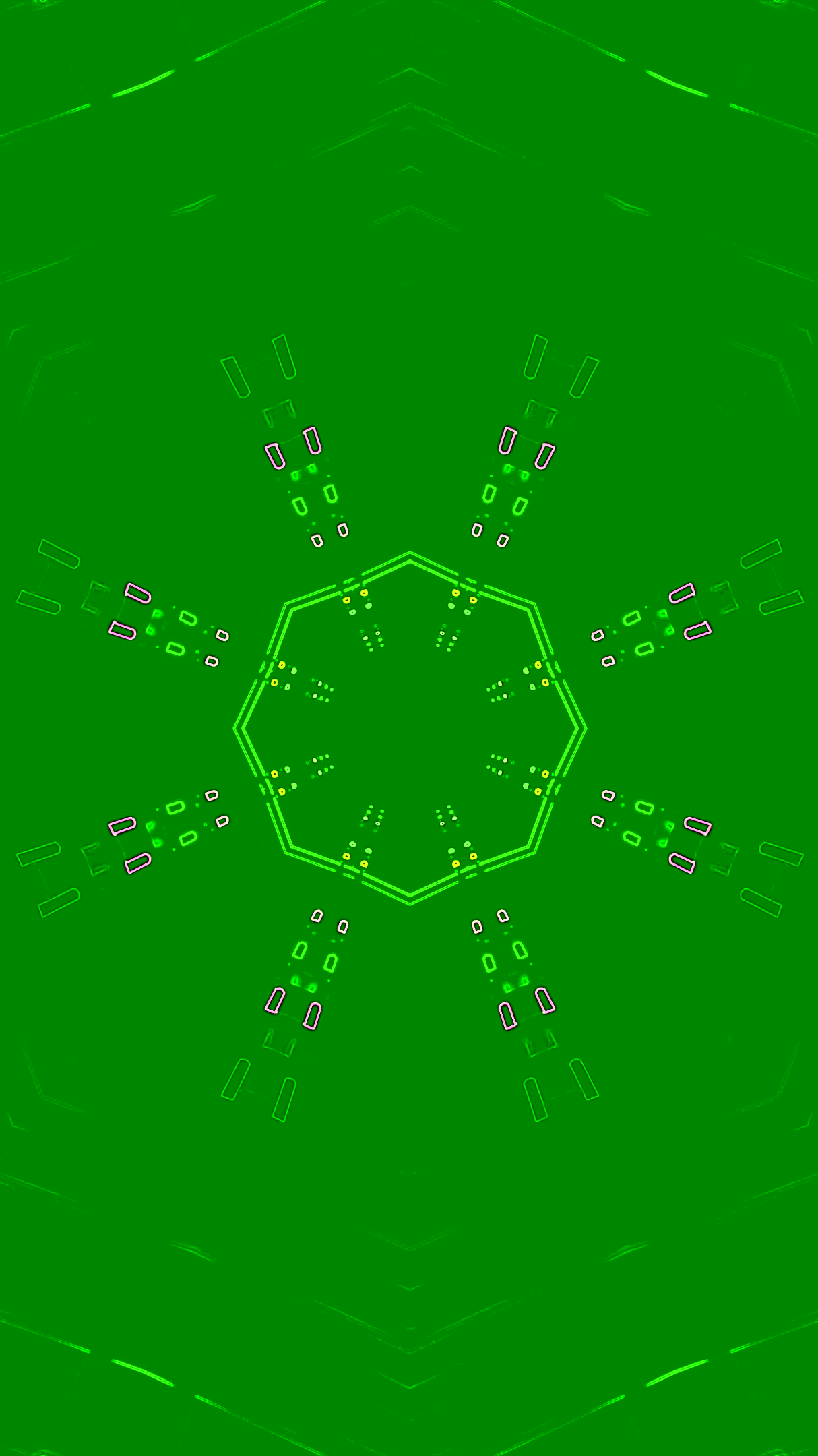 Mesmerizing tunnel video loop with vibrant green neon lights and geometric patterns in continuous motion