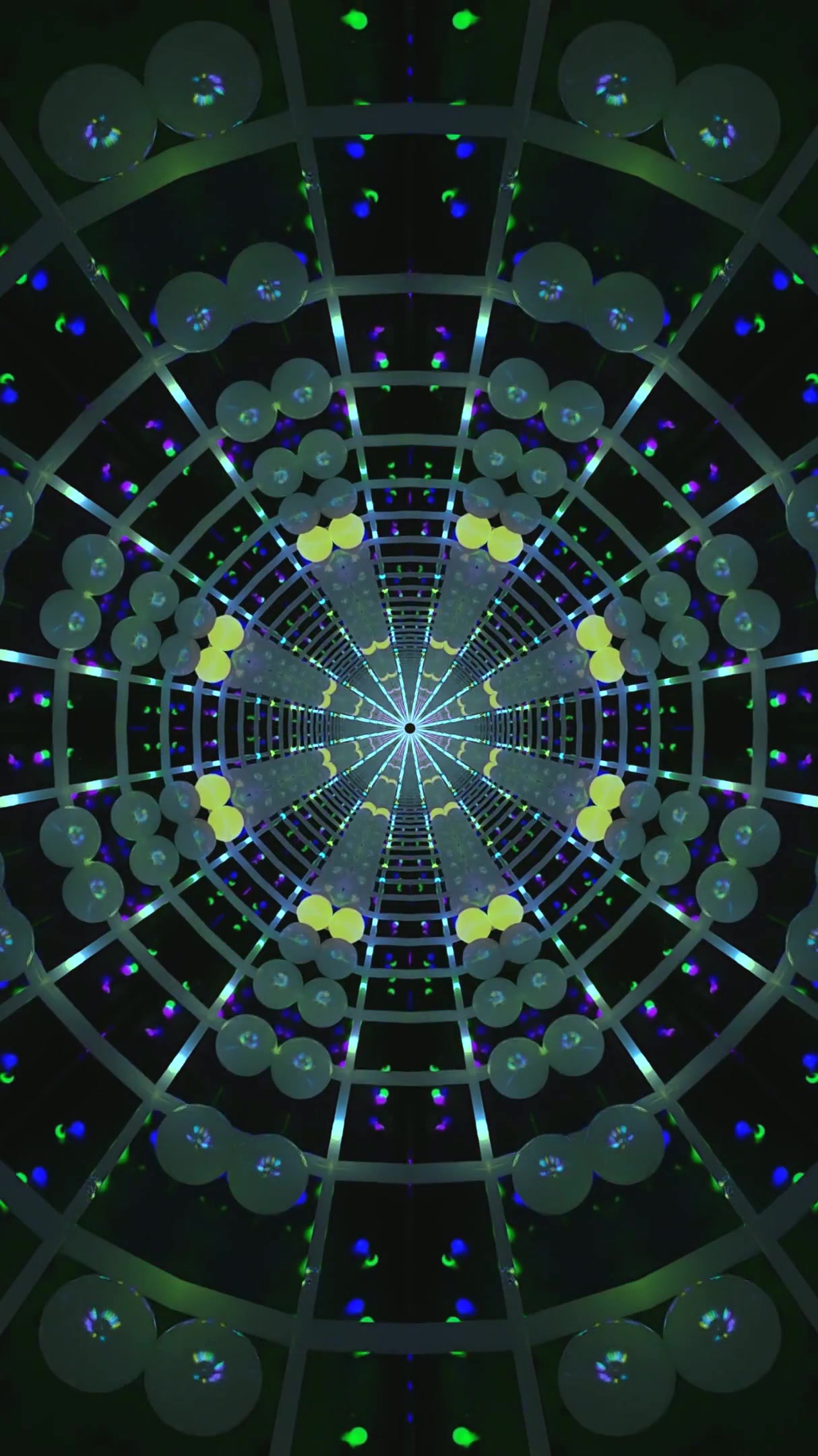 Seamless tunnel video loop with vibrant colors and dynamic patterns suitable for screensaver applications