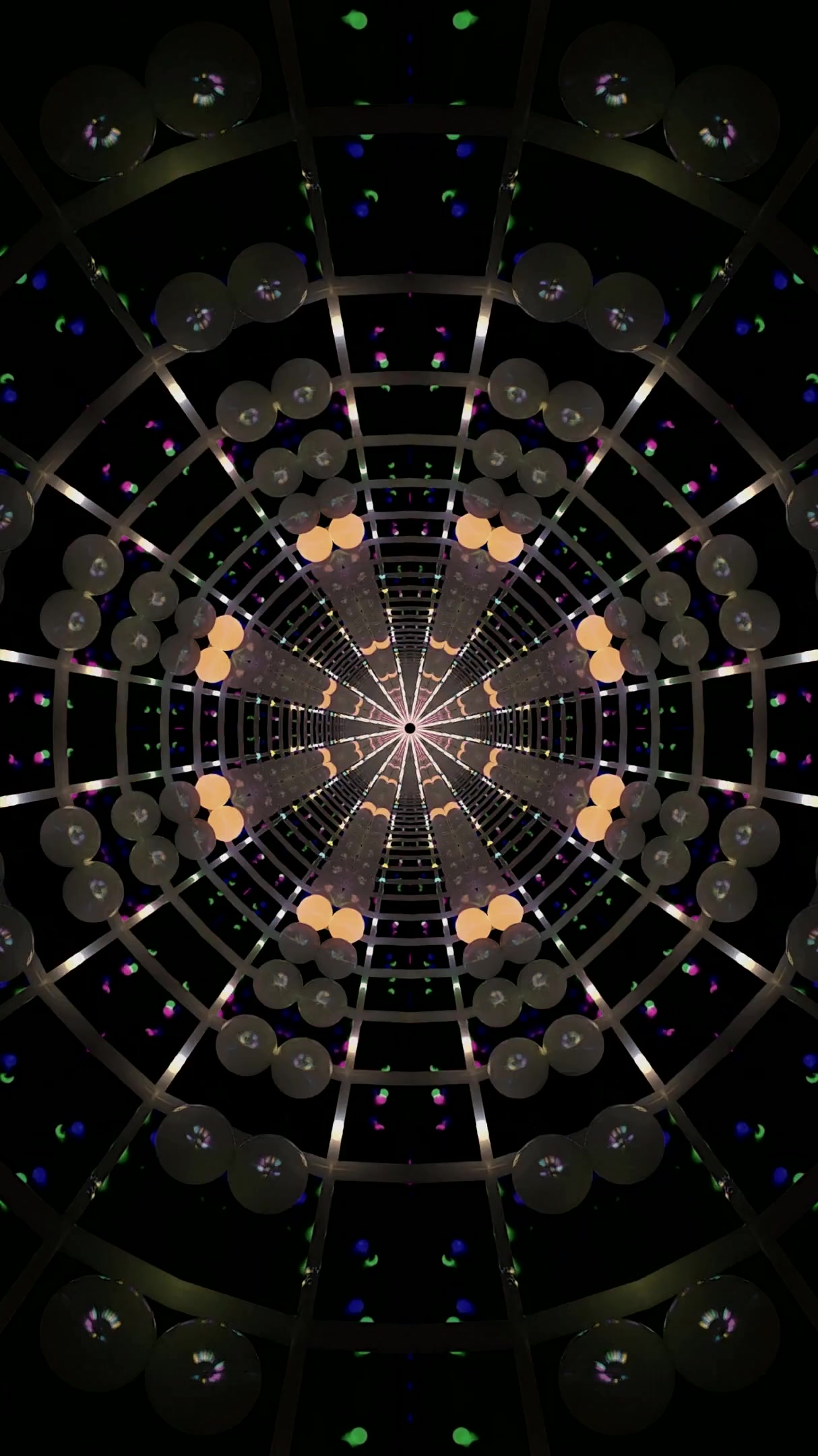 Vibrant tunnel video vj loop screensaver with seamless rotation and visual depth effect