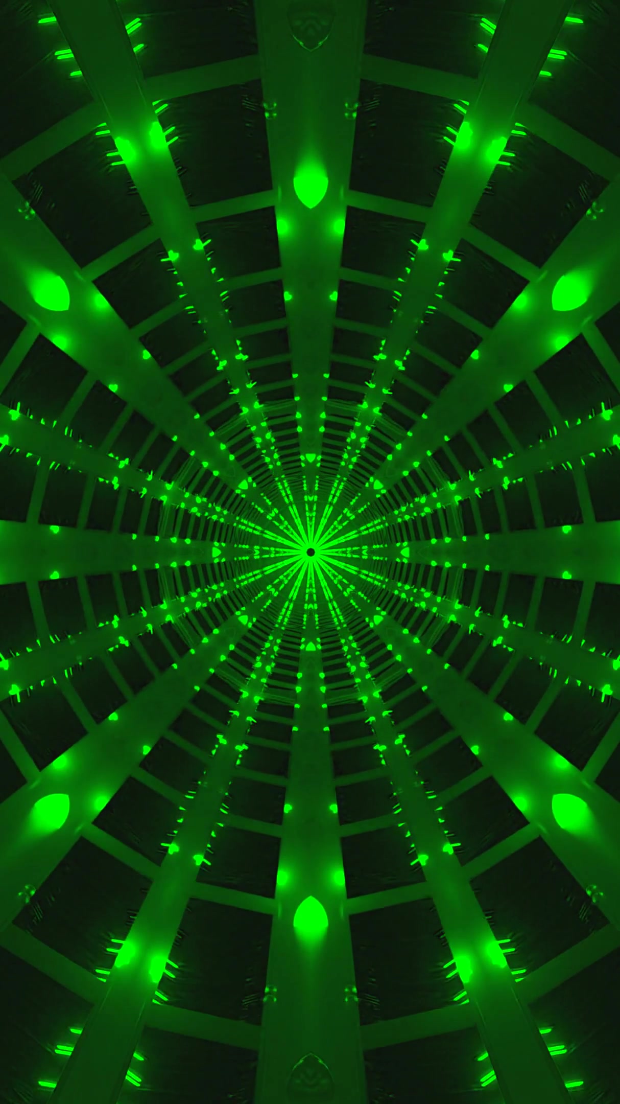 Tunnel video loop featuring bright green lights and seamless moti