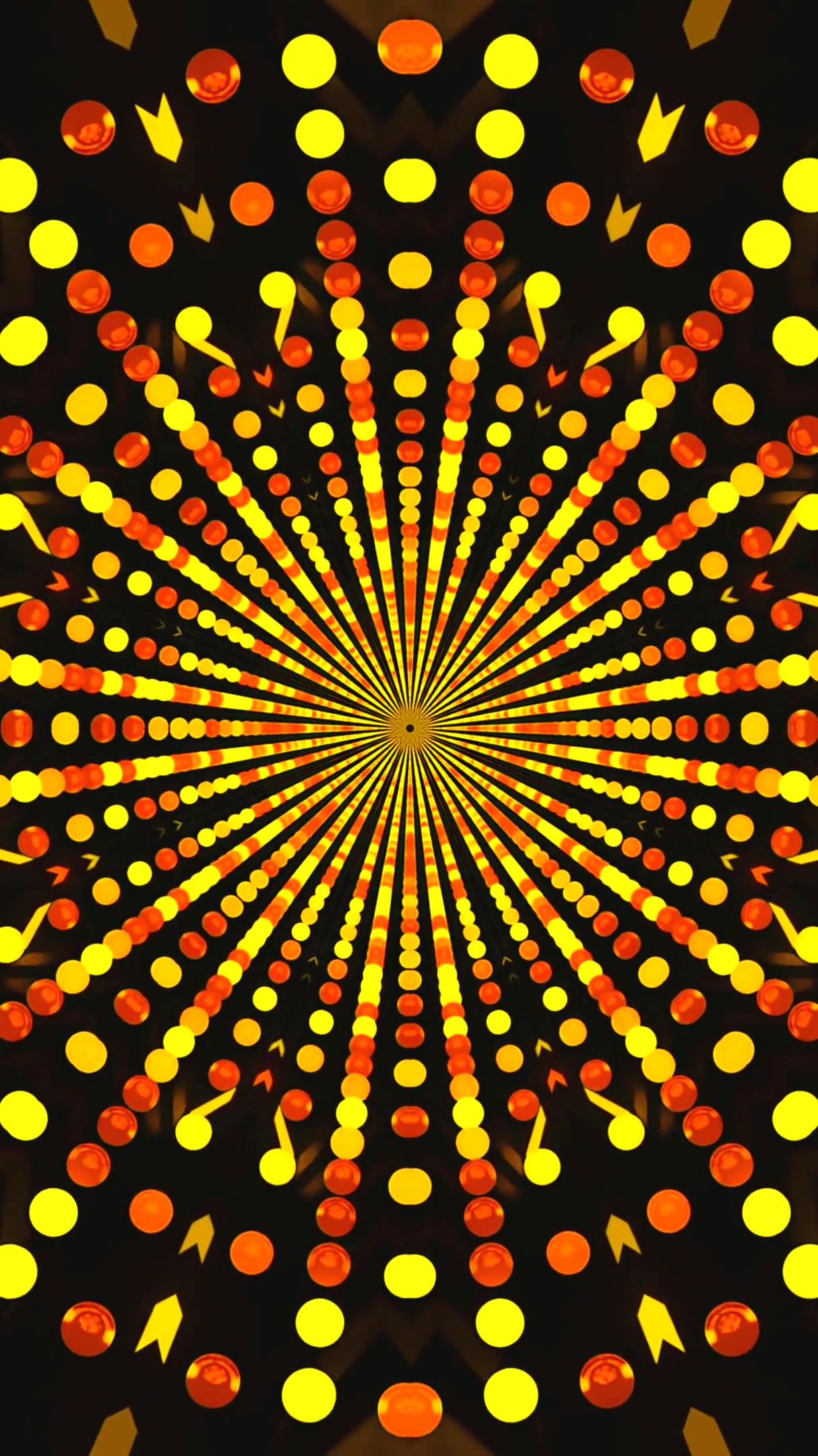 Colorful tunnel video loop with bright circles and radiating patt