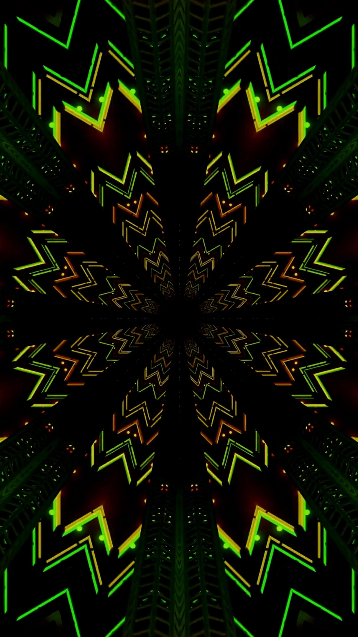 Seamless tunnel video loop with vibrant patterns and contrasting
