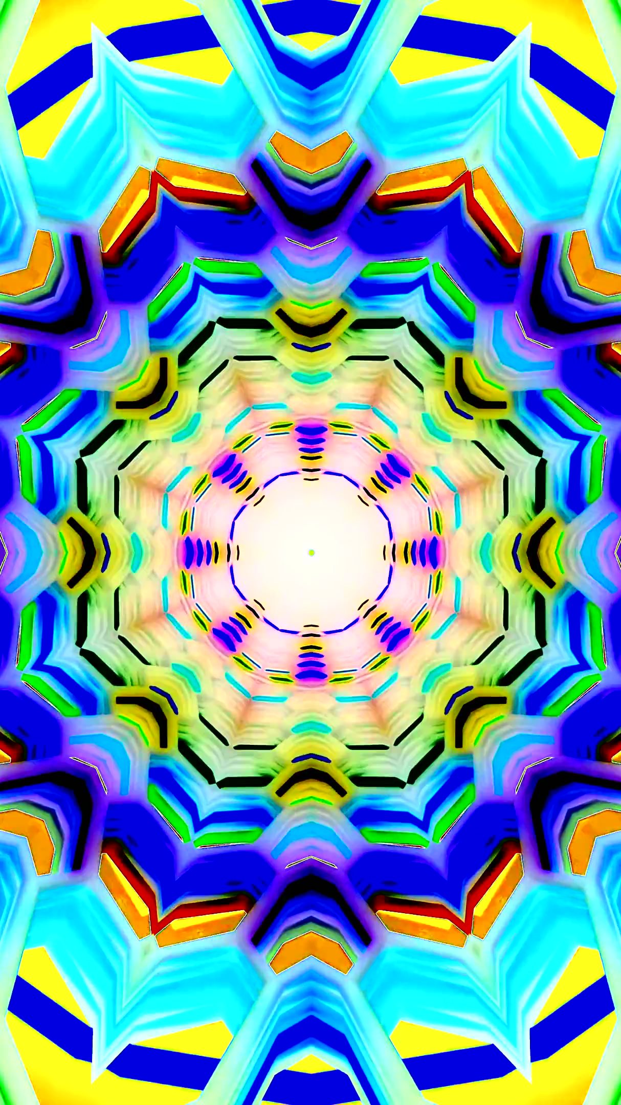 Colorful tunnel video loop showing vibrant geometric shapes in bright hues for a mesmerizing visual experience