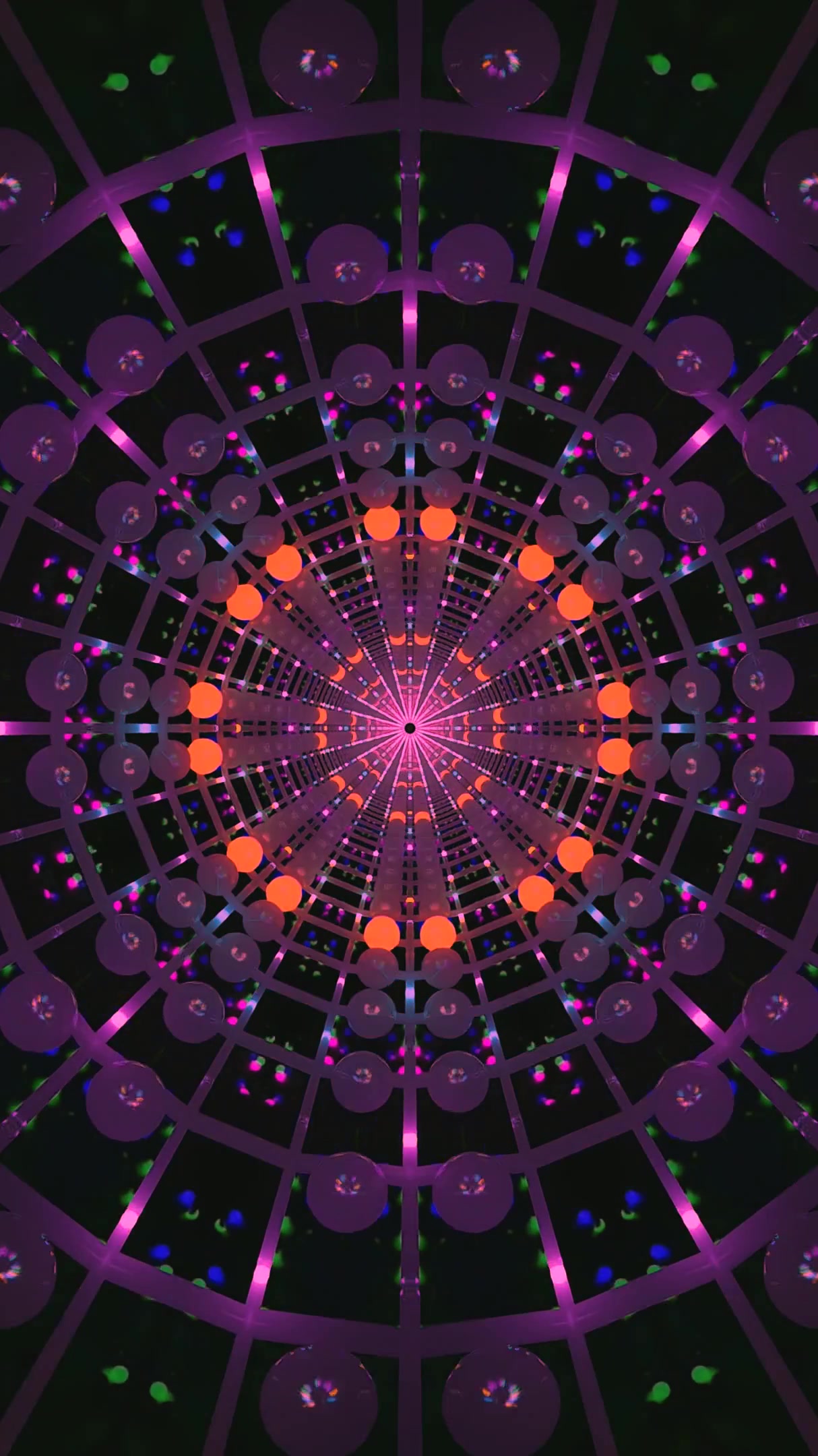 Dynamic tunnel video loop with vibrant pink and blue patterns cre