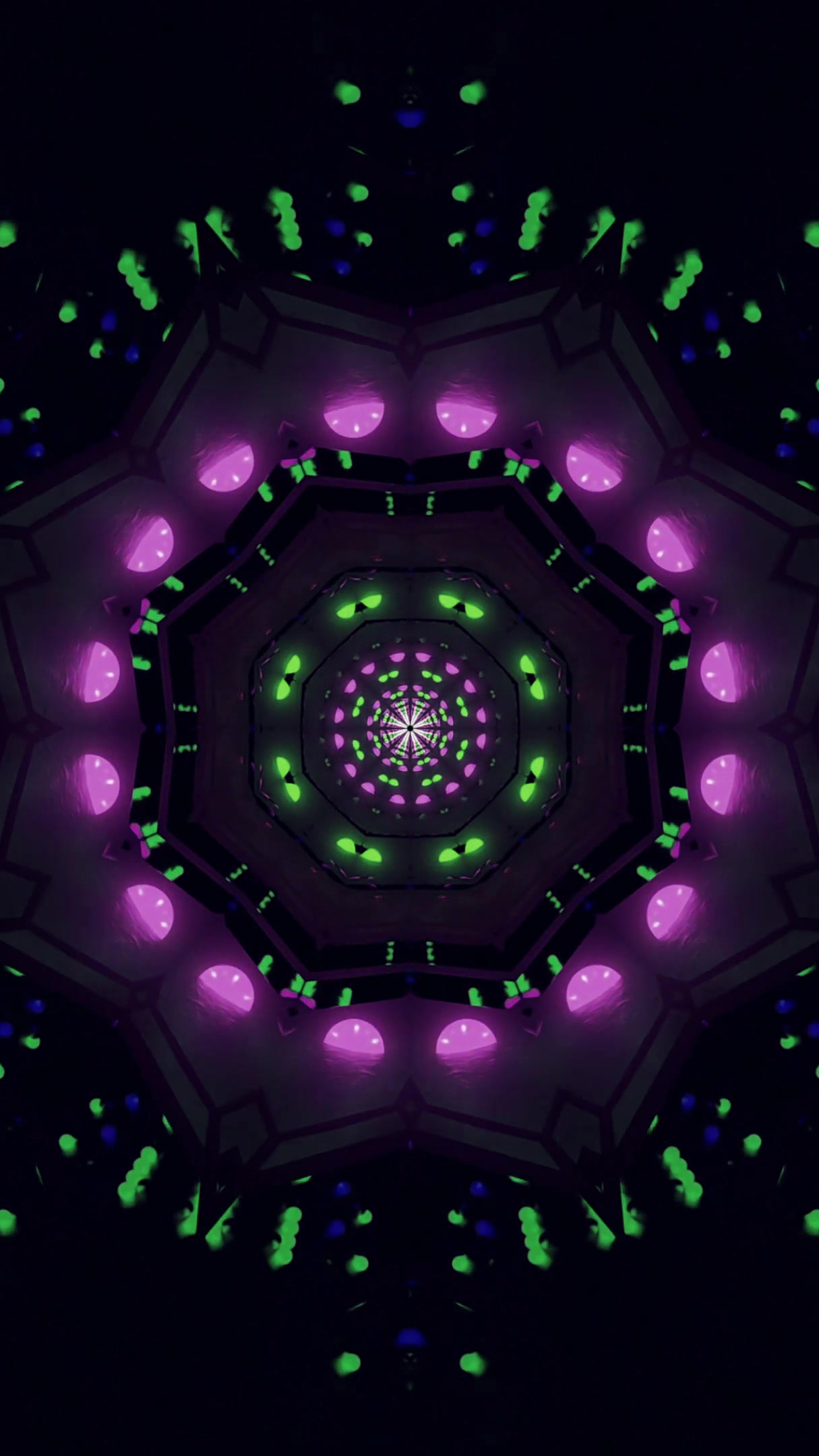 Endless tunnel video loop with vibrant colors and patterns for sc
