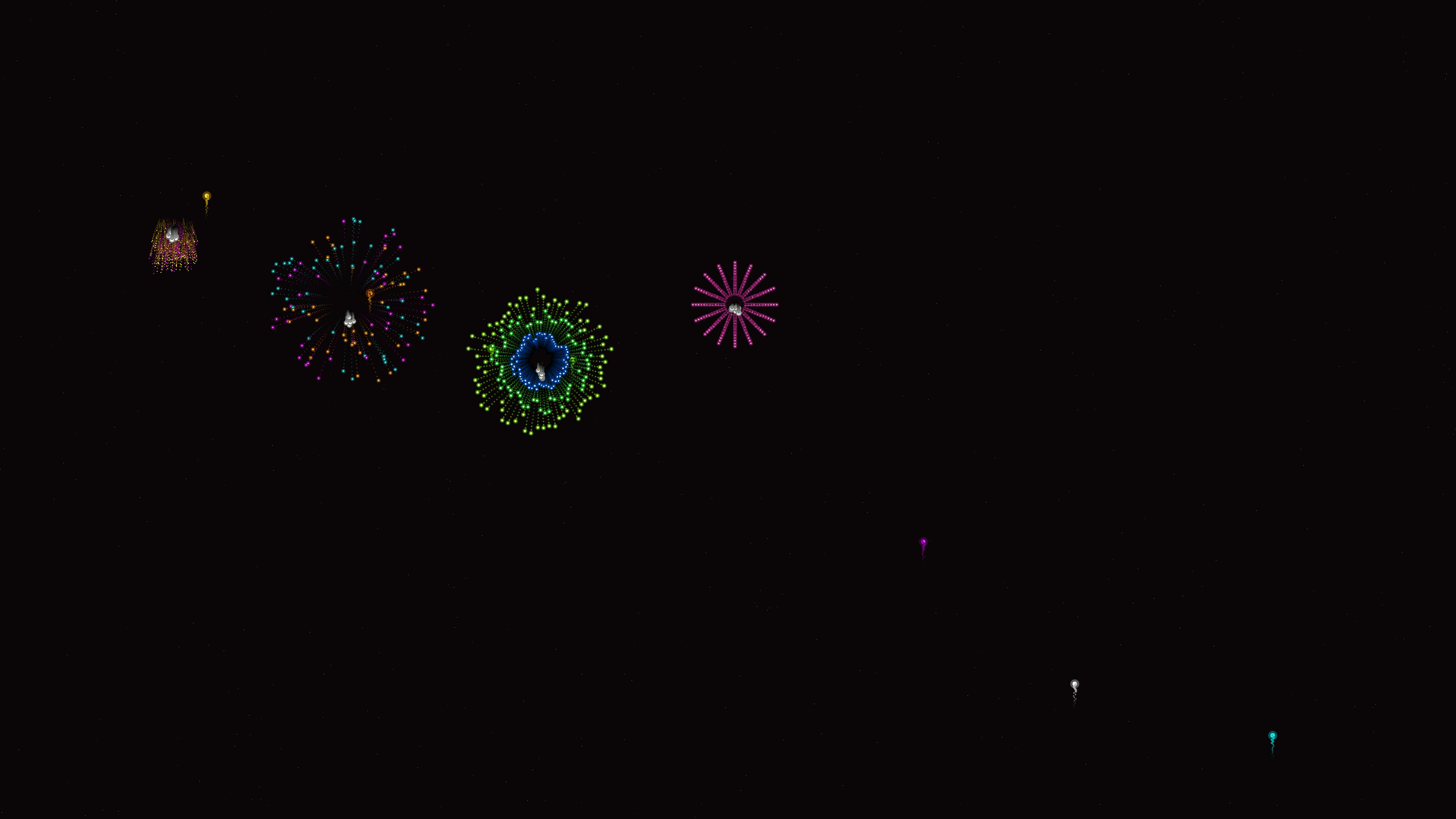 Neon glow firework display with glitter effect during night celebration at local event