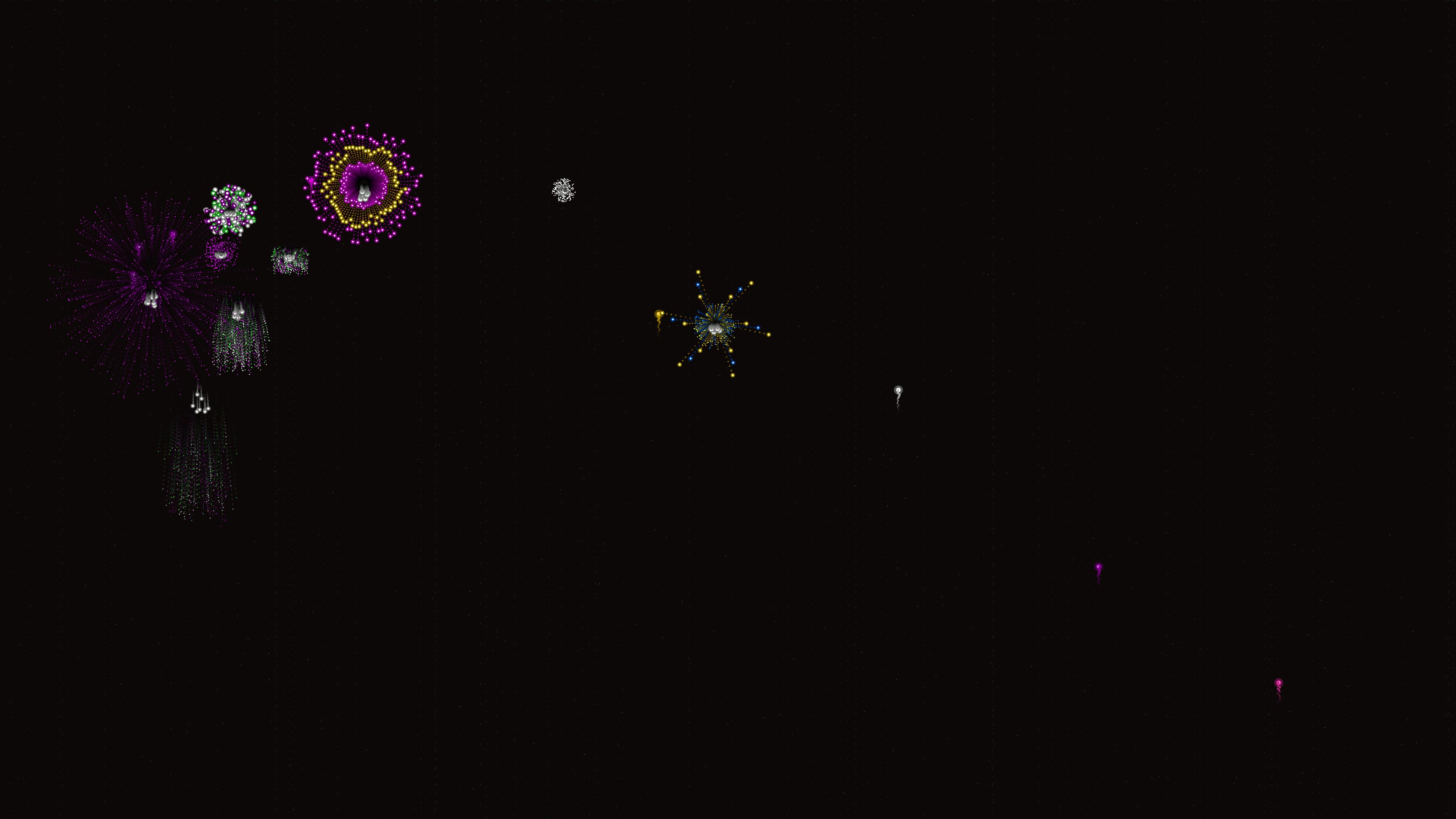 Neon glow effect firework with glitter effect lighting up the night sky during a festive celebration event