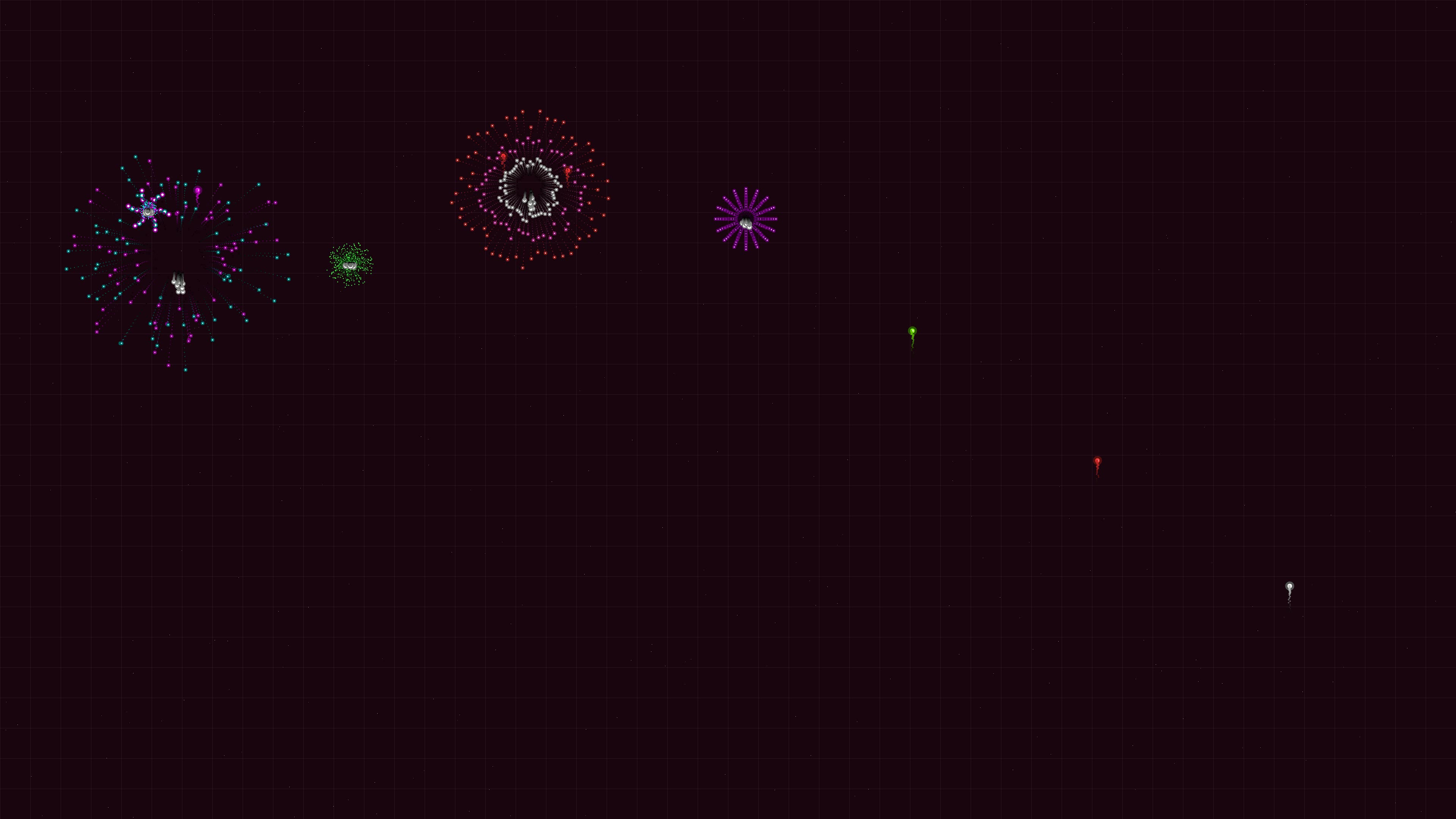 Neon glow firework display with glitter effect lights up the night sky during celebration event