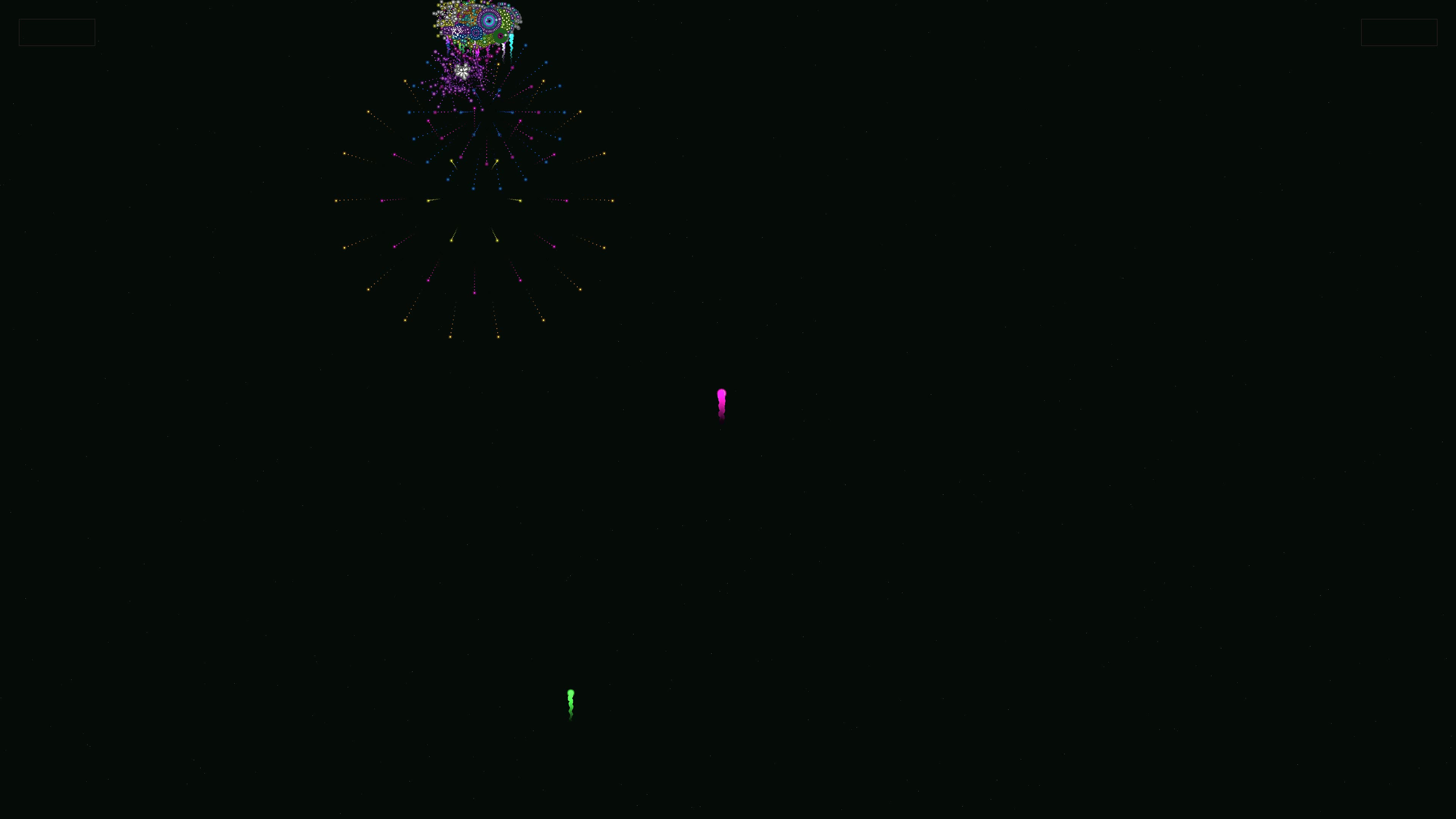 Neon glow effect firework creating glitter sparkles in the night sky during a celebration