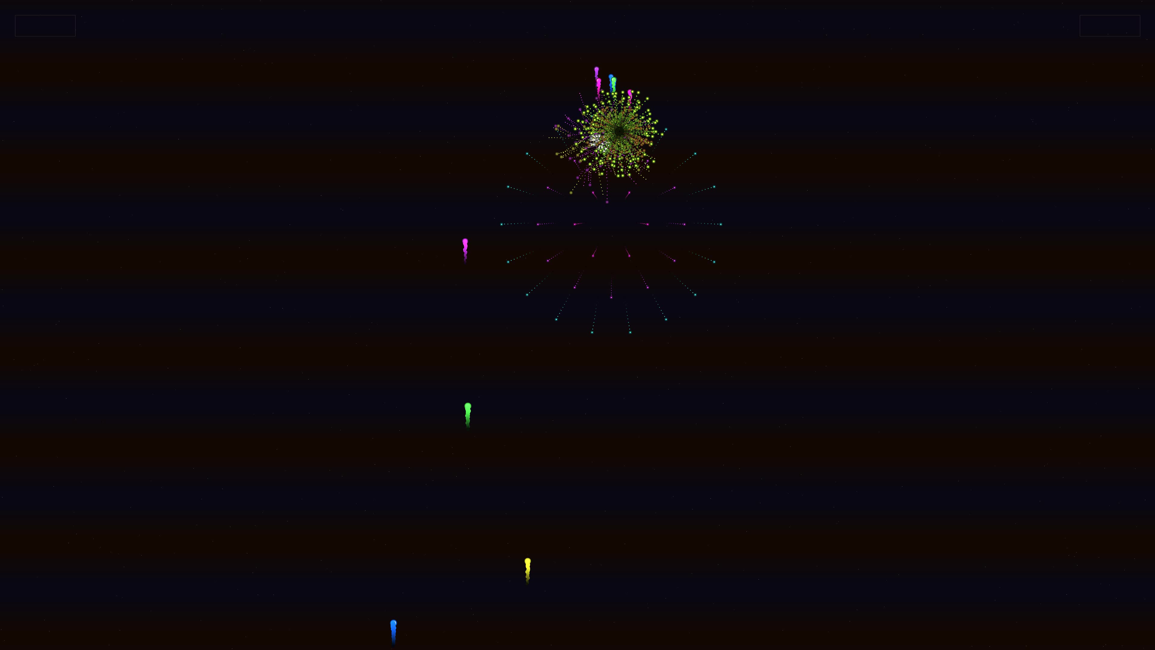 Colorful neon glow firework display with glitter effect at night celebration event