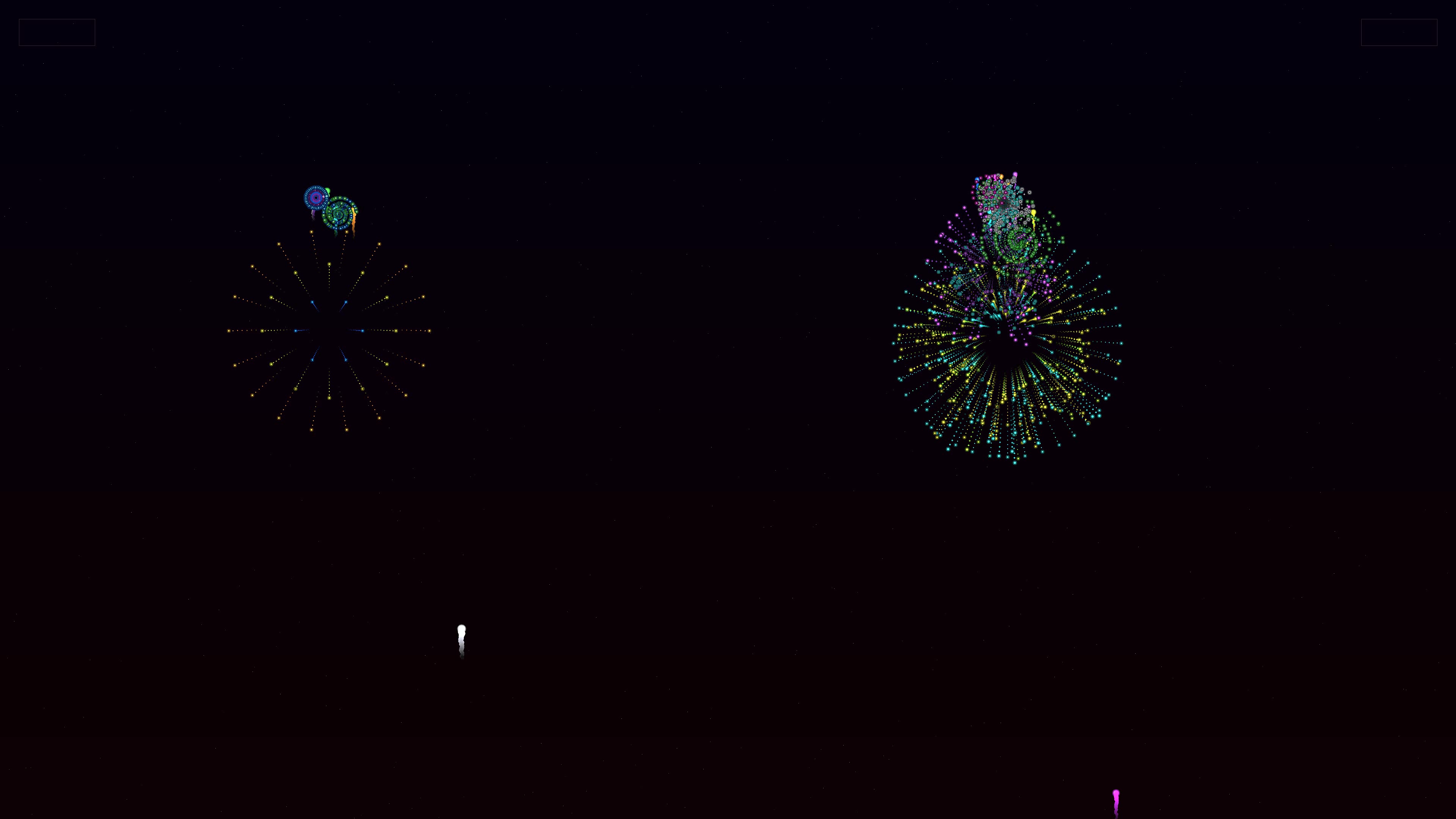 Neon glow effect firework display with glitter patterns during night event in urban location