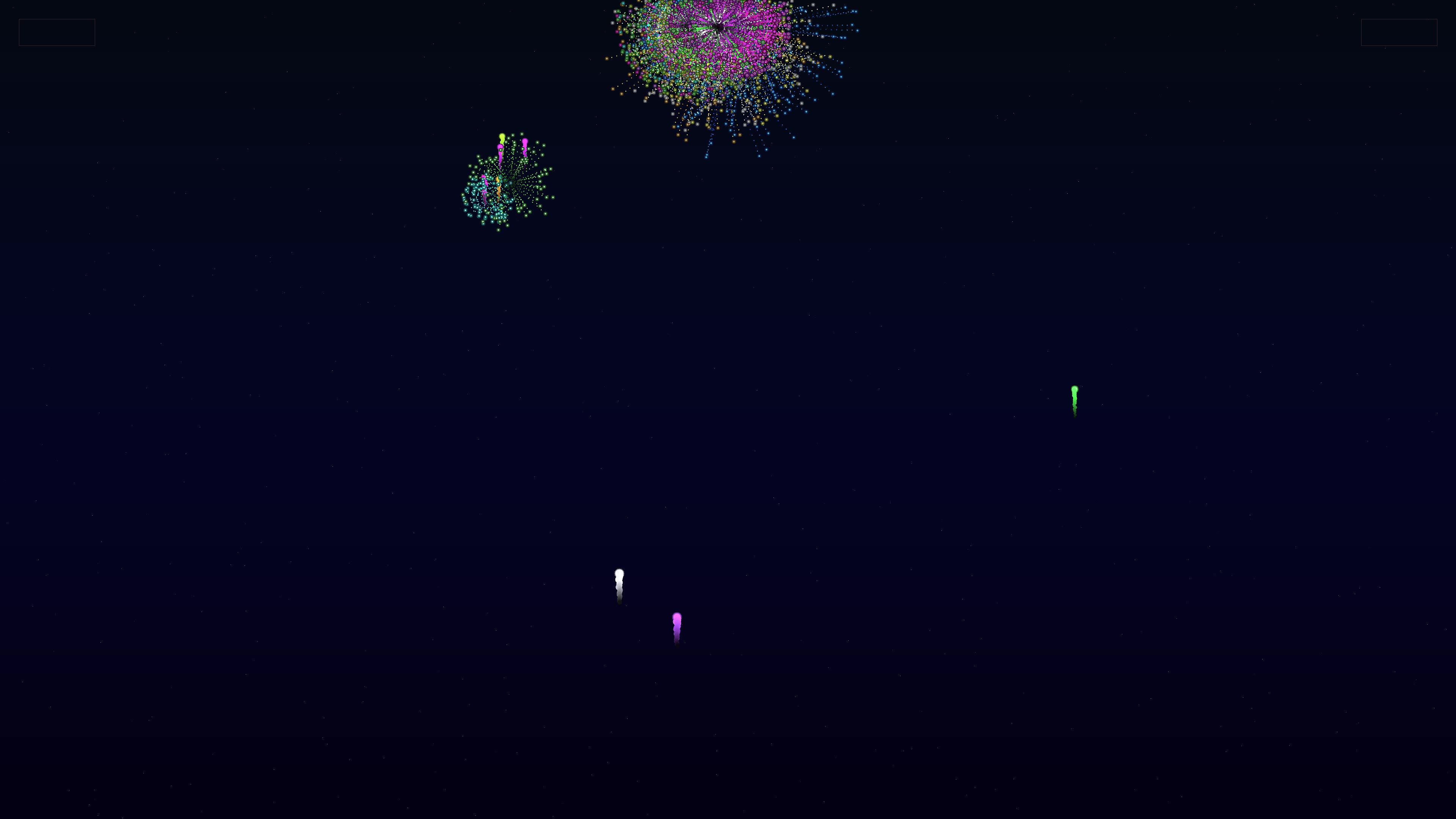 Neon glow firework display with glitter effect lighting up the night sky during a festive celebration