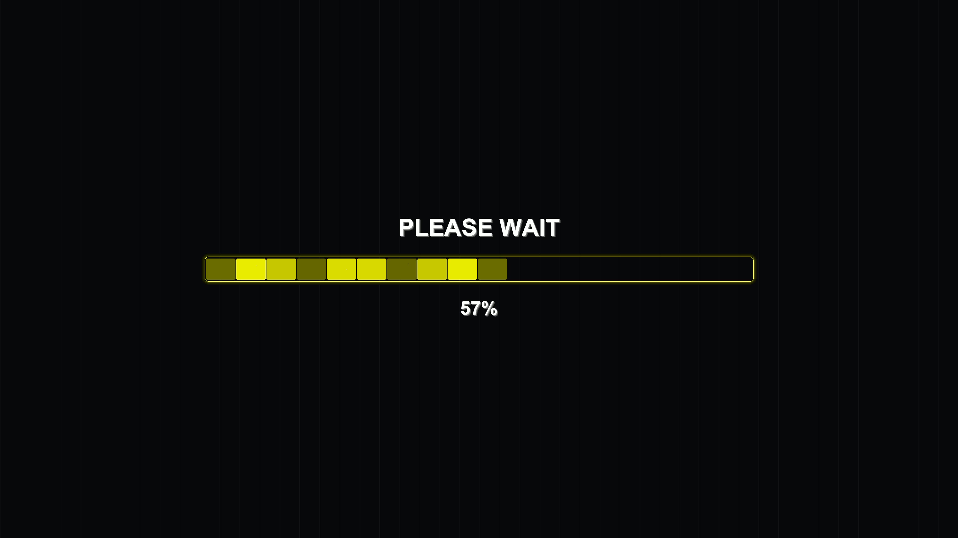 Progress bar animation is shown for a waiting period with highlighted sections on a dark background during a loading process