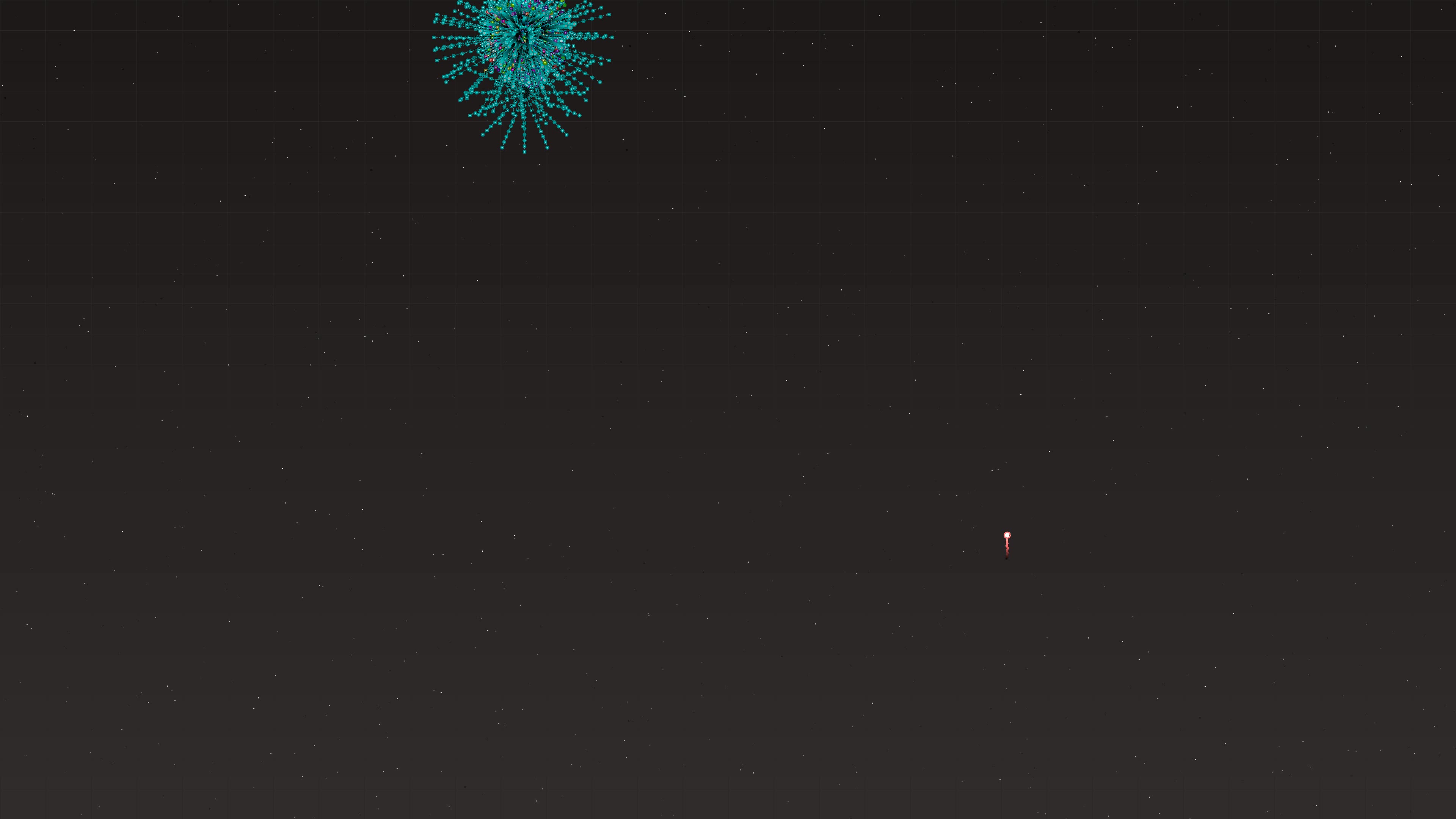 Neon glow effect captures firework display with glitter effect lighting the night sky during a festive celebration