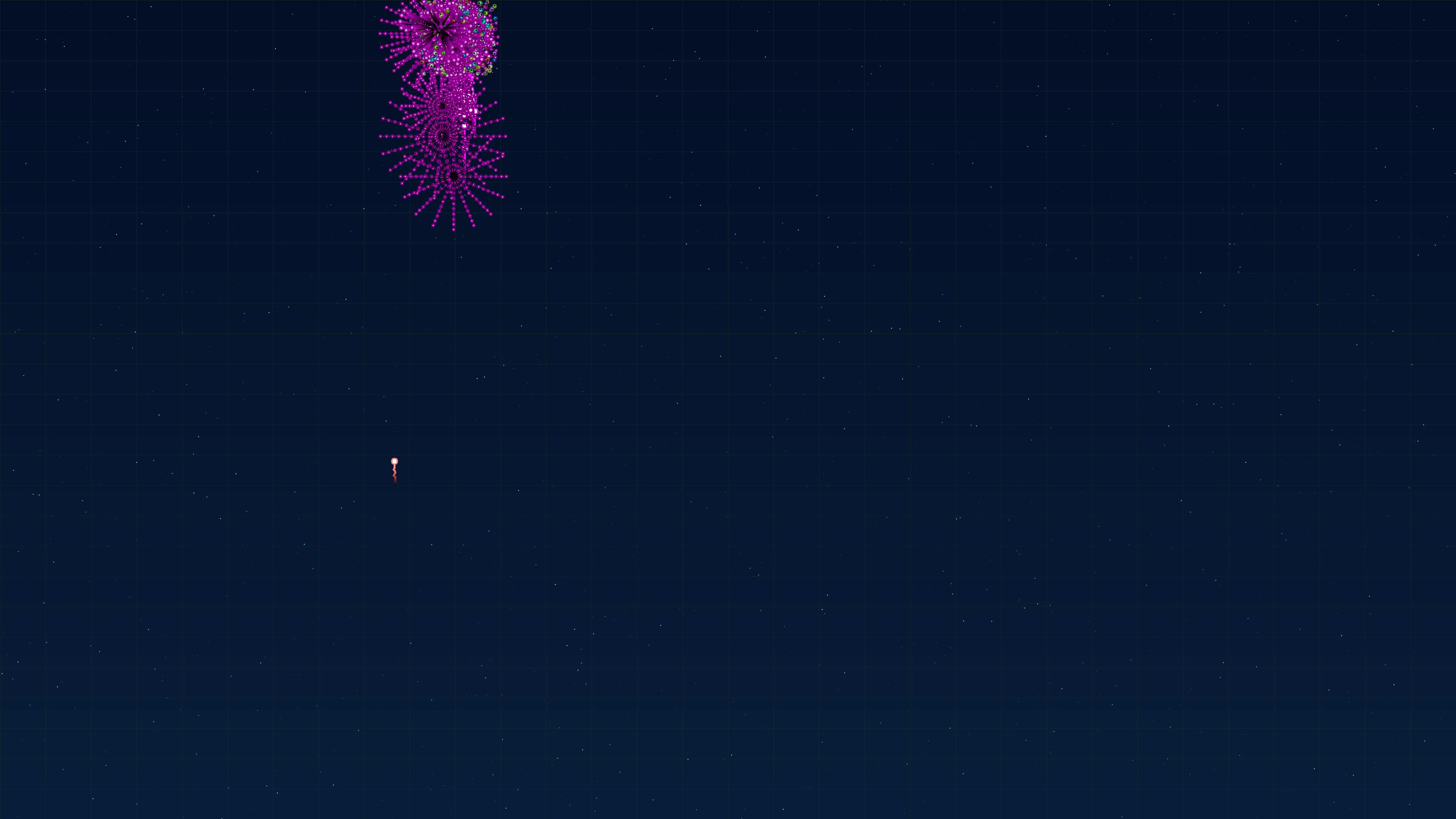 Vibrant neon glow effect firework bursting with glitter in night sky during celebration event