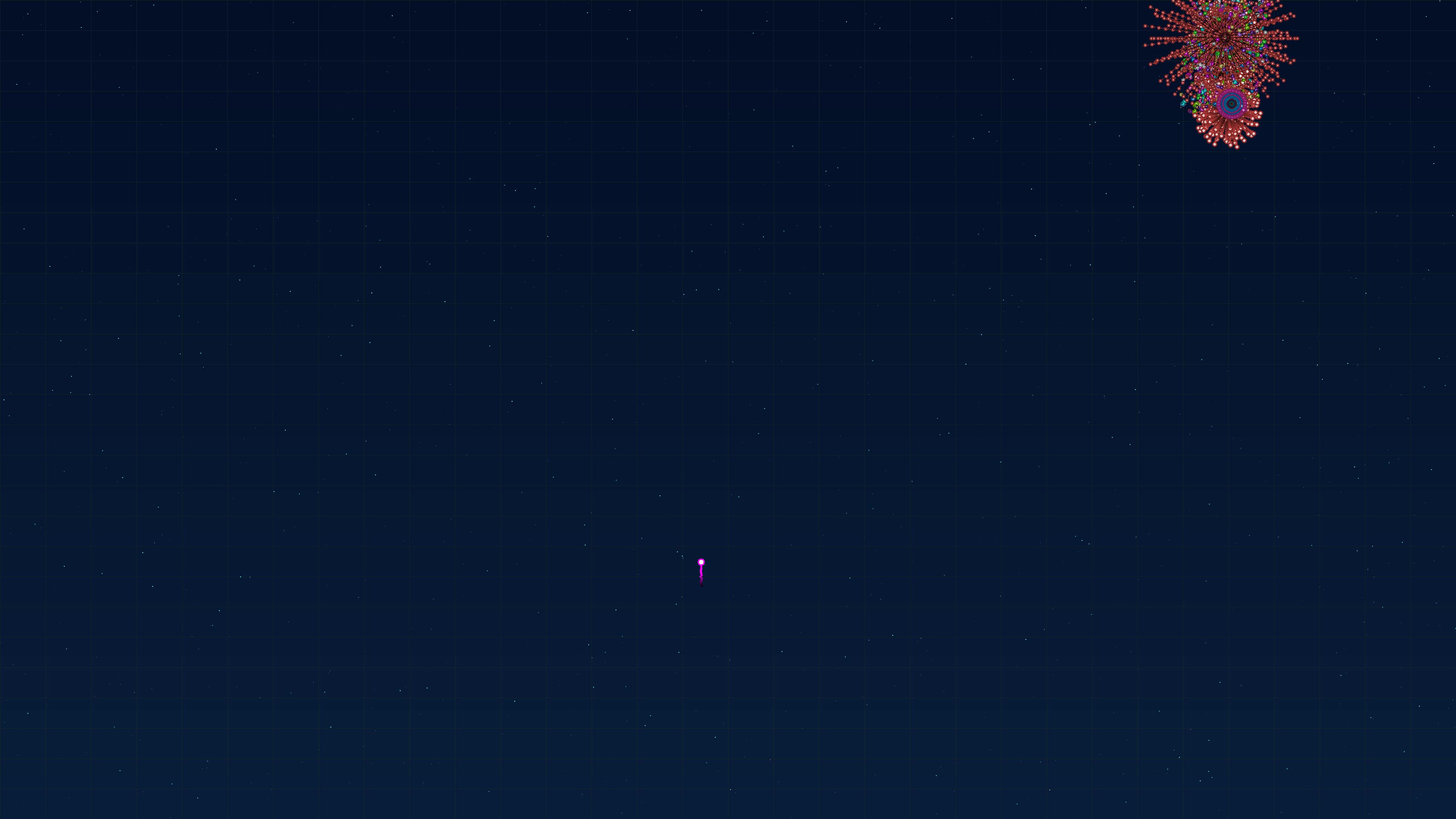 Neon glow firework creates a glitter effect in night sky over city during celebration event