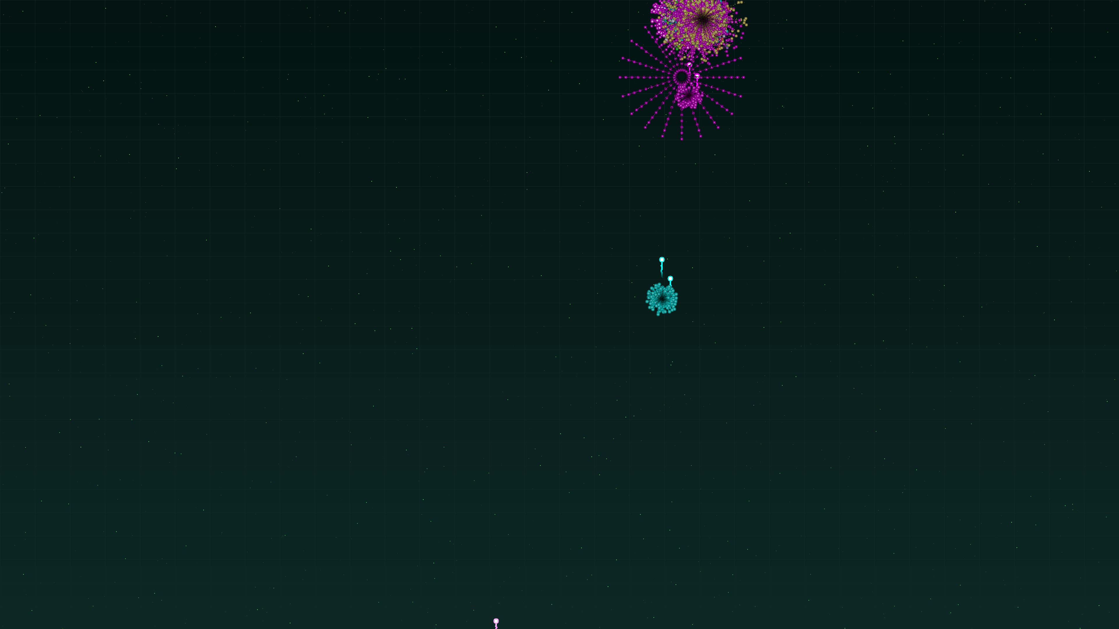 Neon glow effect firework with glitter appearance in nighttime sky display