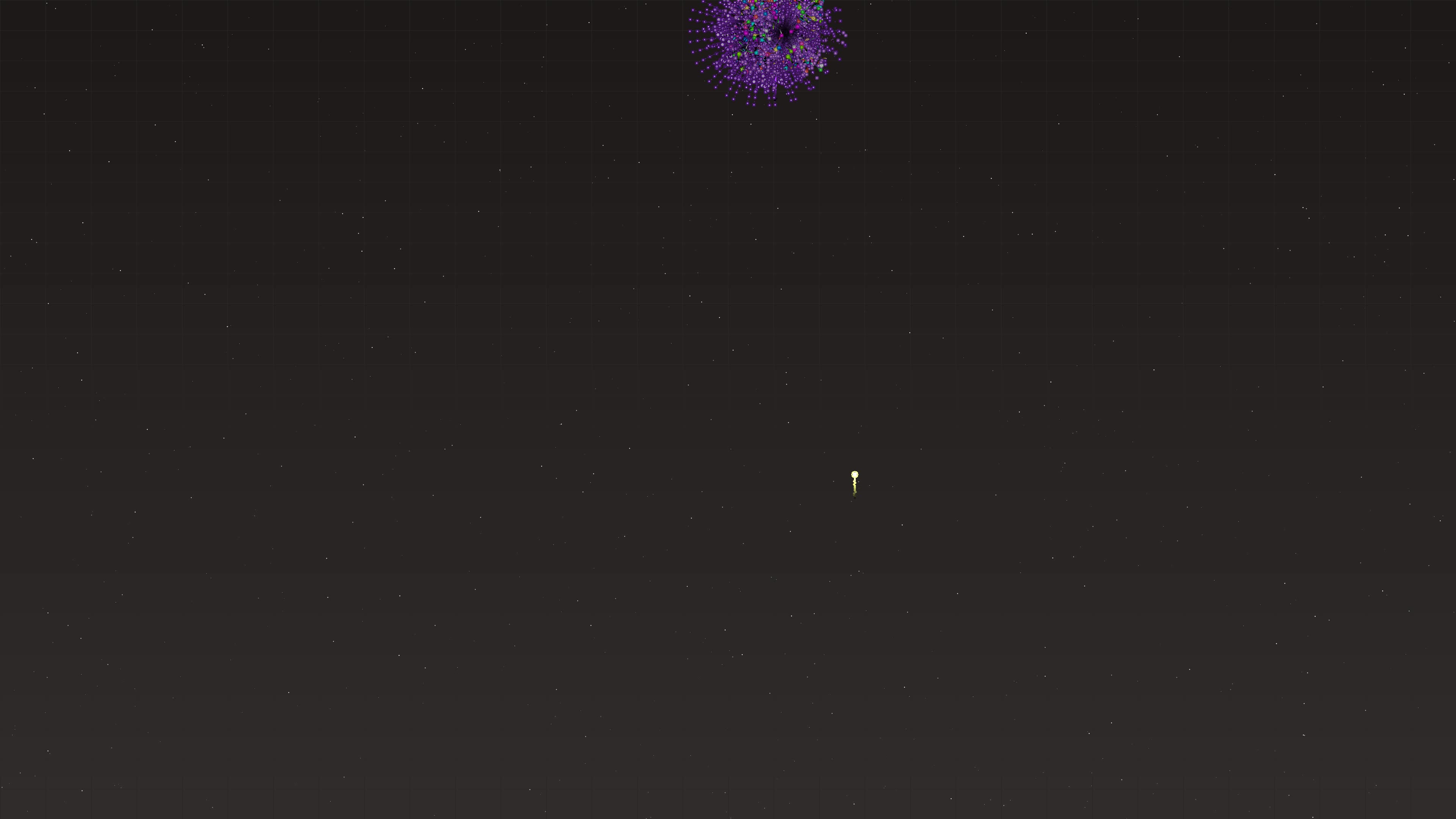 Neon glow effect firework display with glitter in night sky during celebration event
