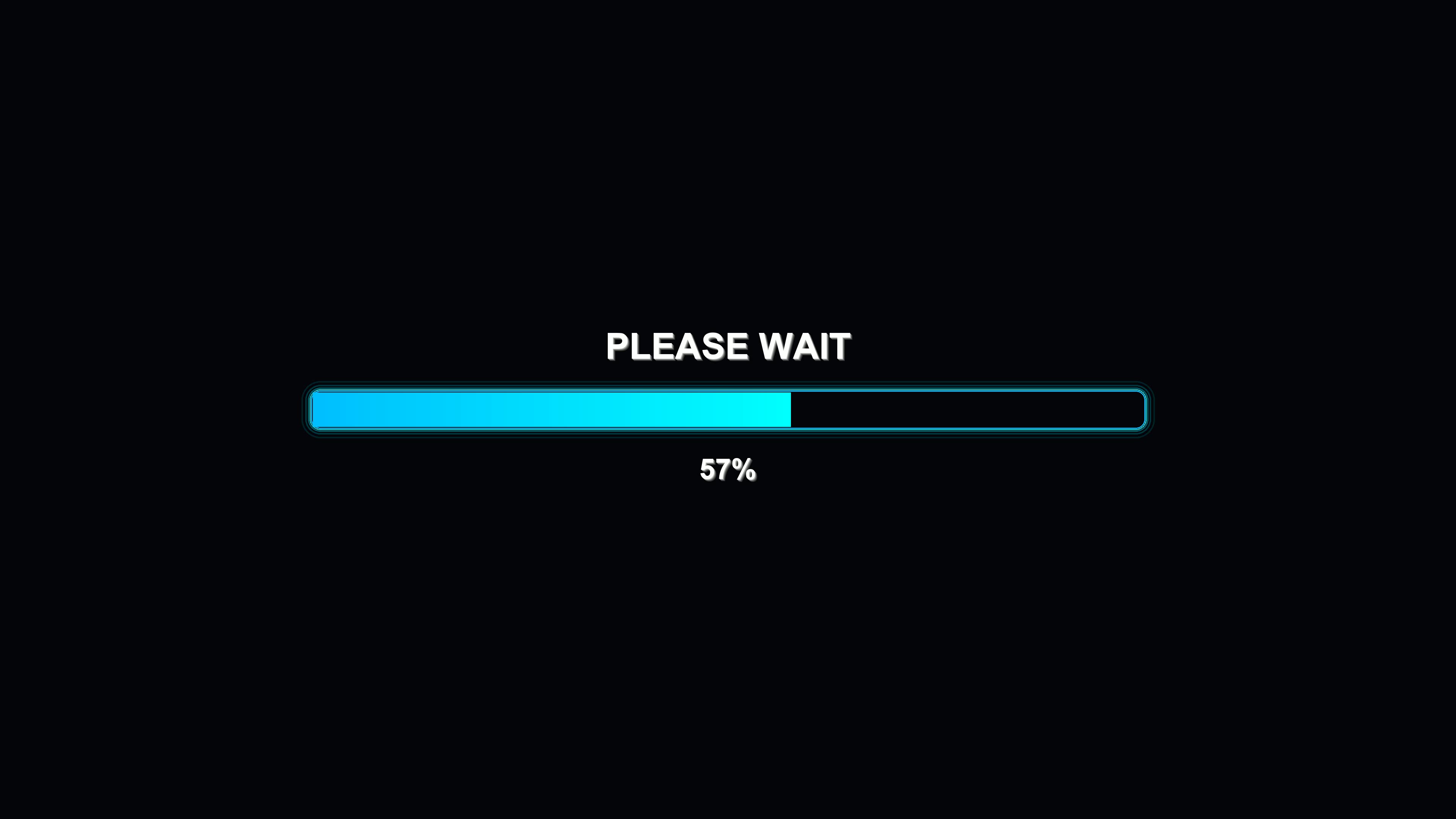 Progress bar animation shows loading sequence with vibrant colors and clear text message for user interaction