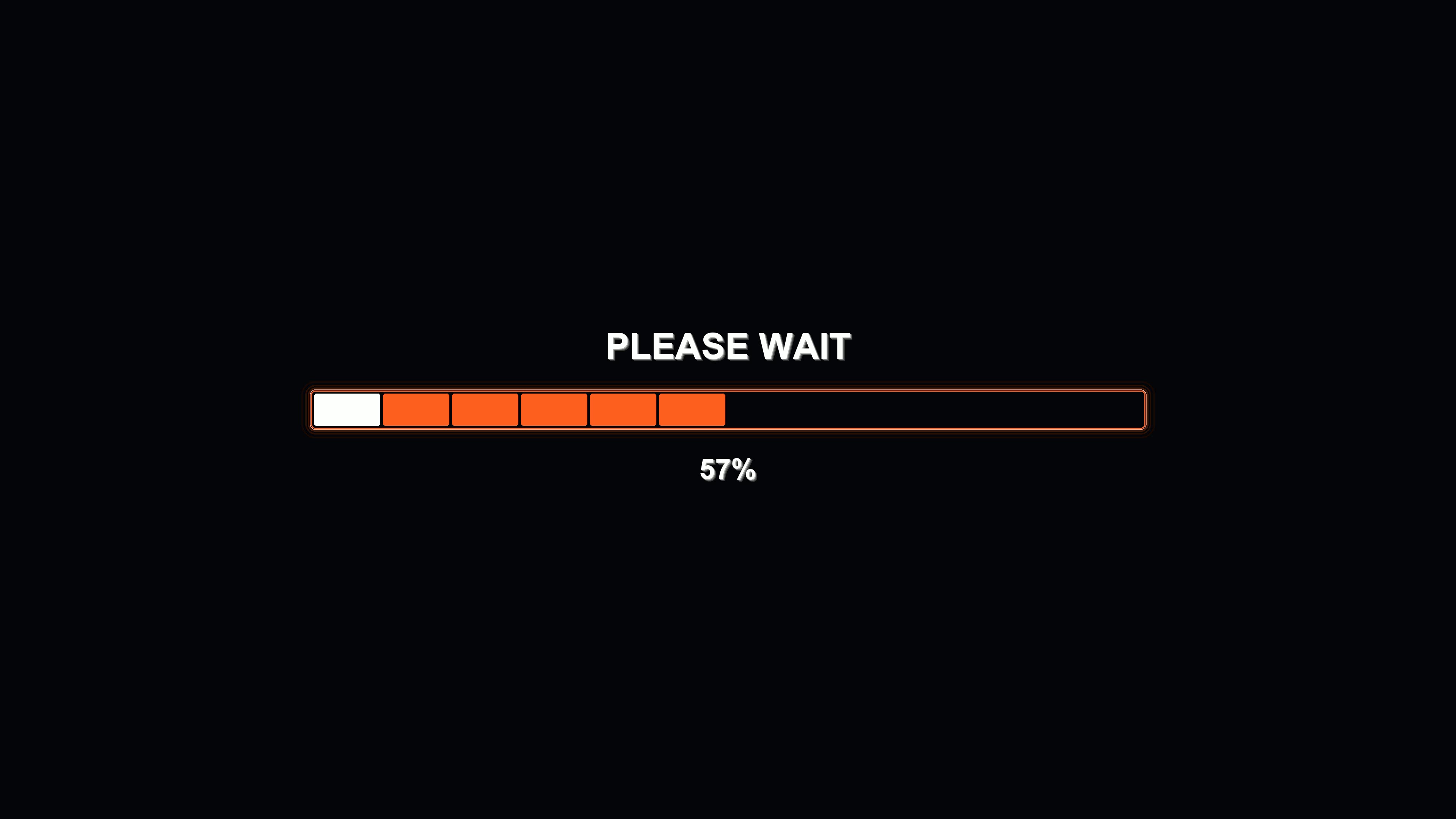 Modern progressbar animation shows vibrant colors filling the screen along with a wait message and completion status percentage