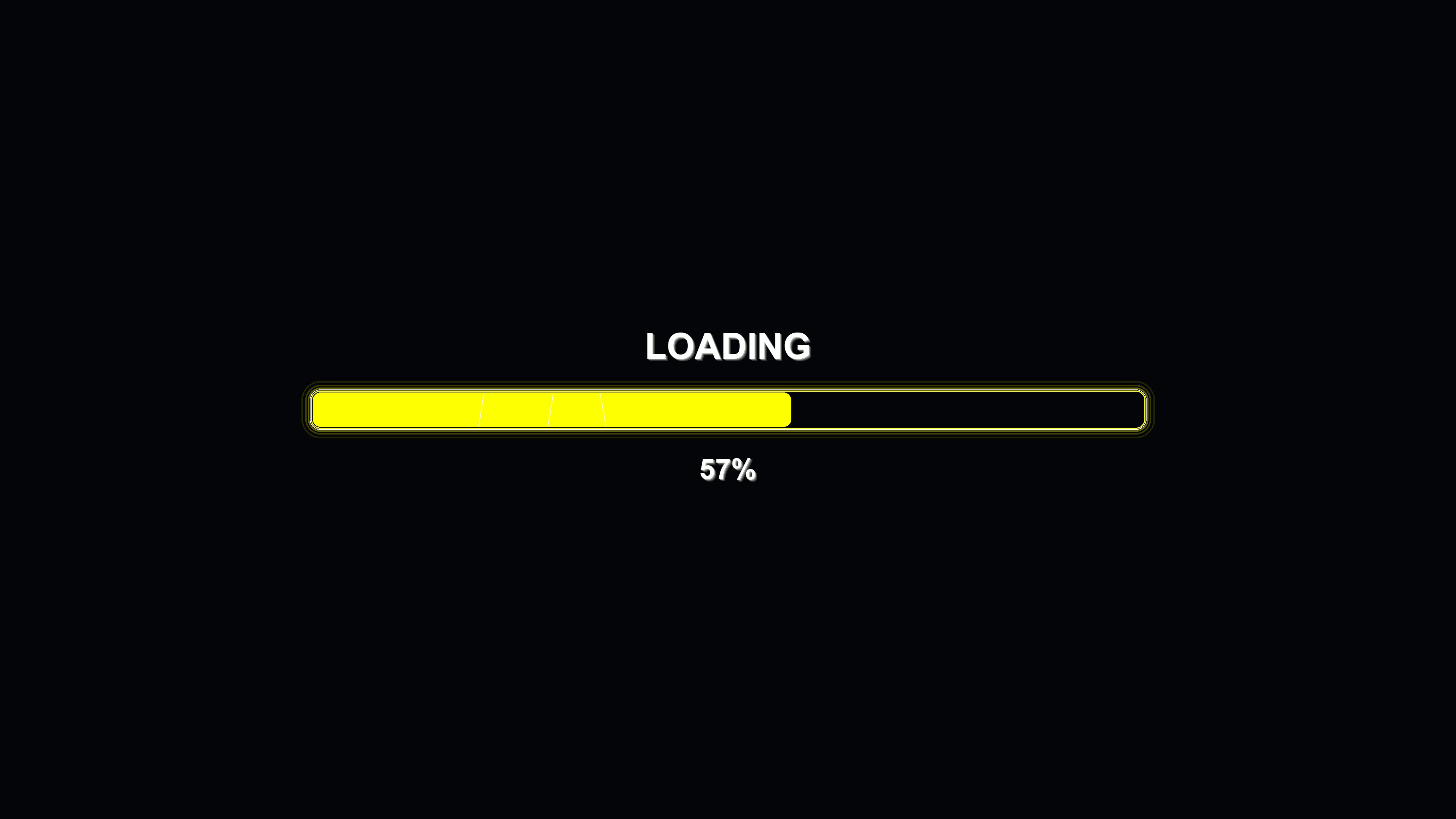 Modern progressbar animation with bright colors showing full load completion on a dark background in digital space