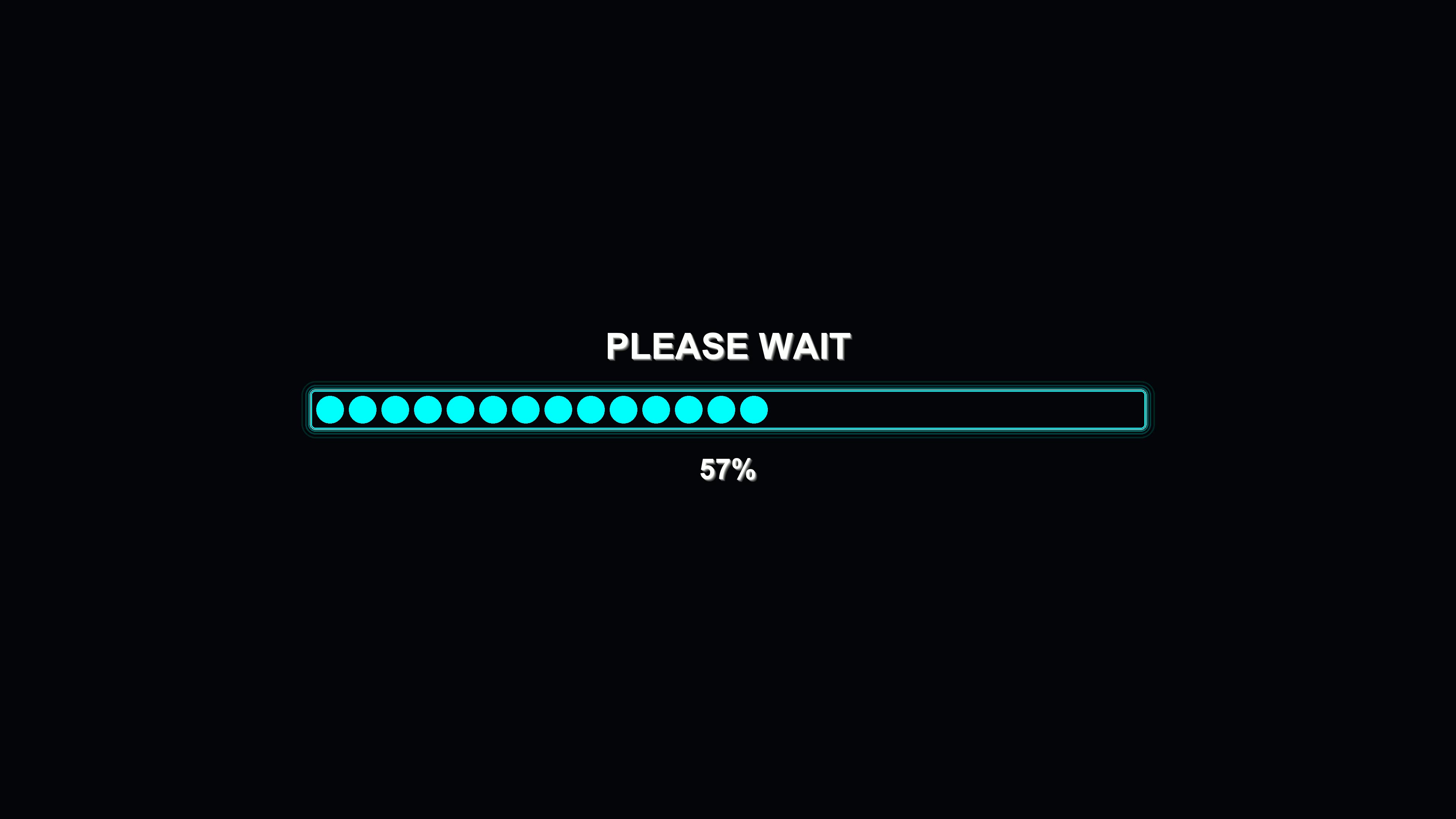 Modern progressbar animation shows vibrant colors and movement while displaying a loading message and completion percentage