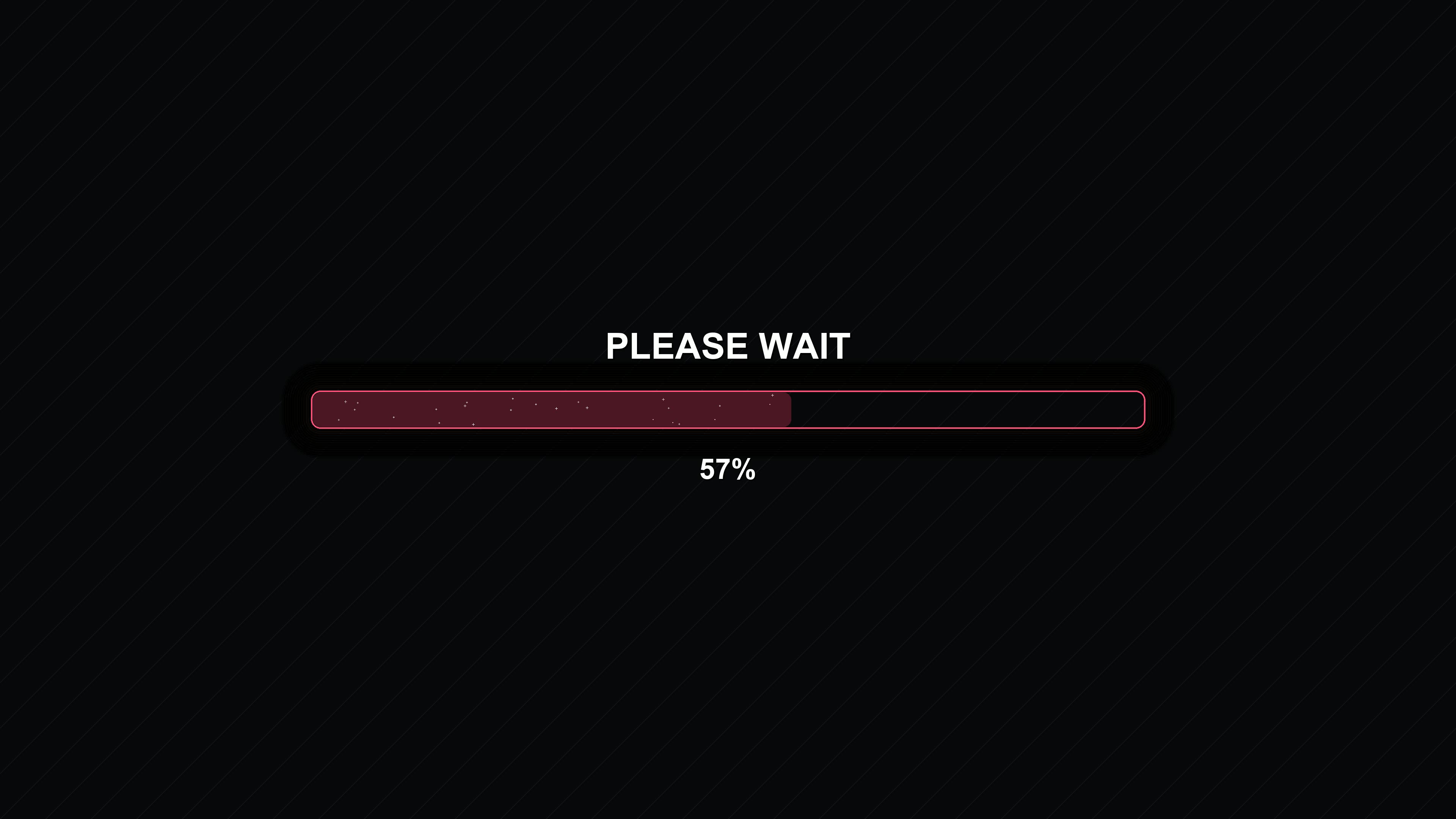 Modern design progress bar animation shows waiting period with 100 percent completion and message to please wait in simple style
