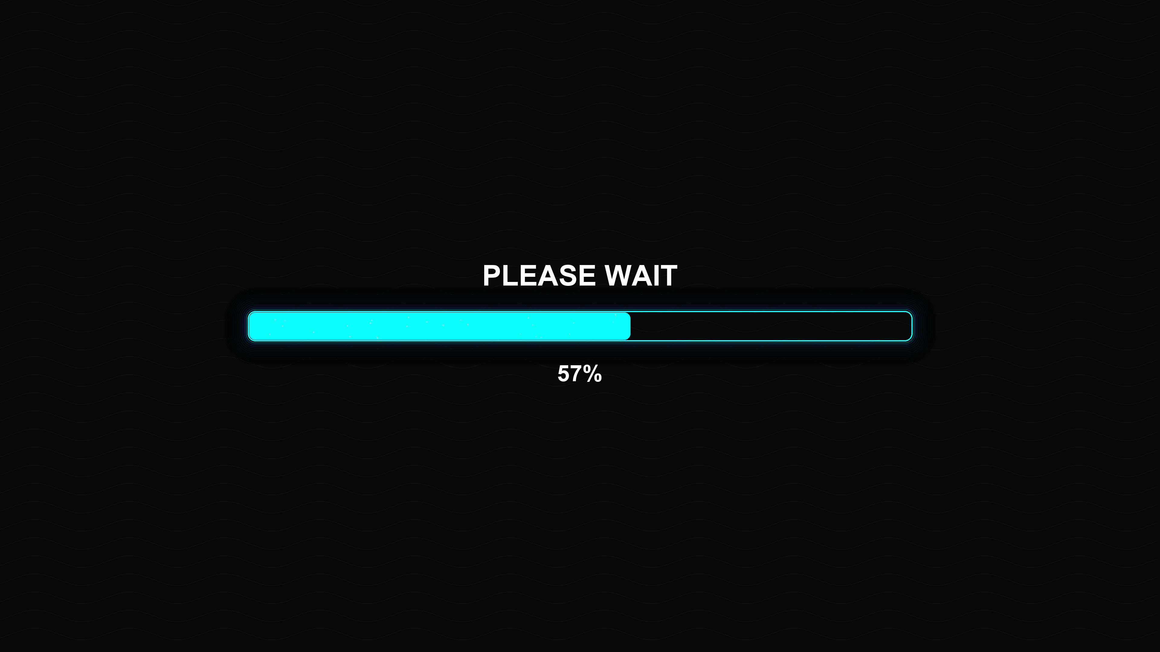 Progress bar animation shows waiting period with modern design and bright pink color on a black background
