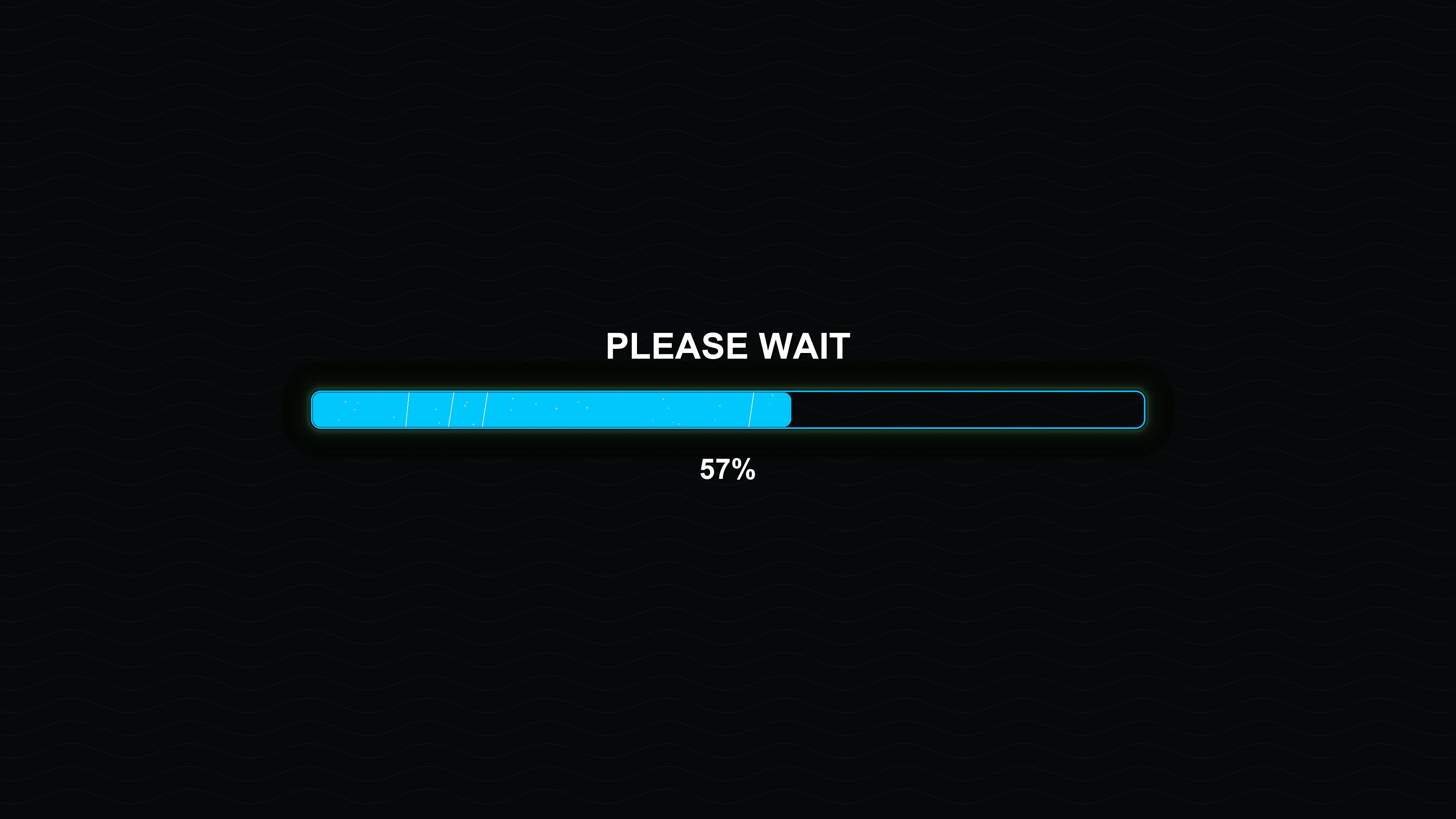Modern progress bar animation shows waiting status with clear display of loading completion at 100 percent on a black background