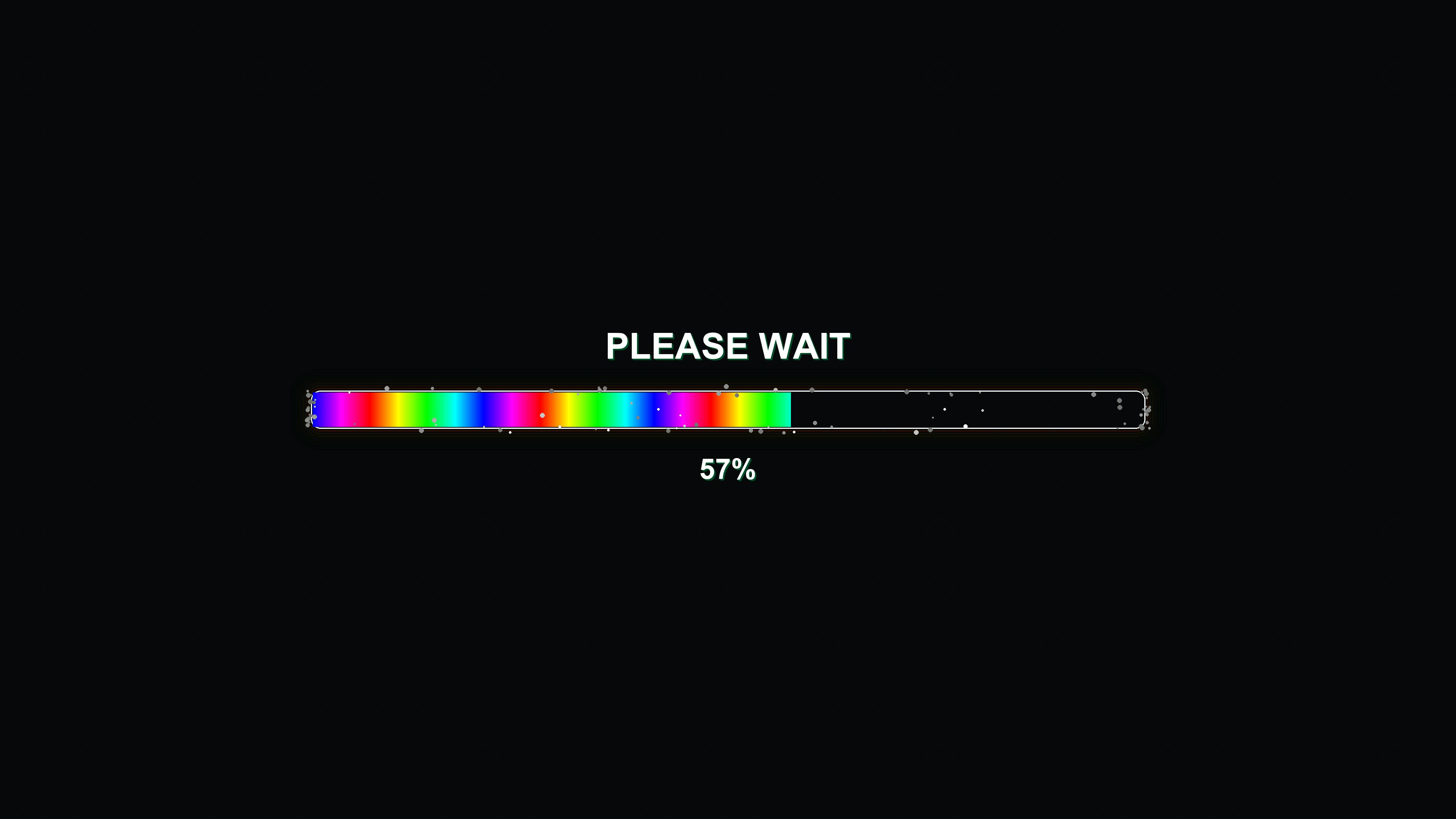 Progress bar animation shown during waiting times in a modern style format with rainbow colors on a black background