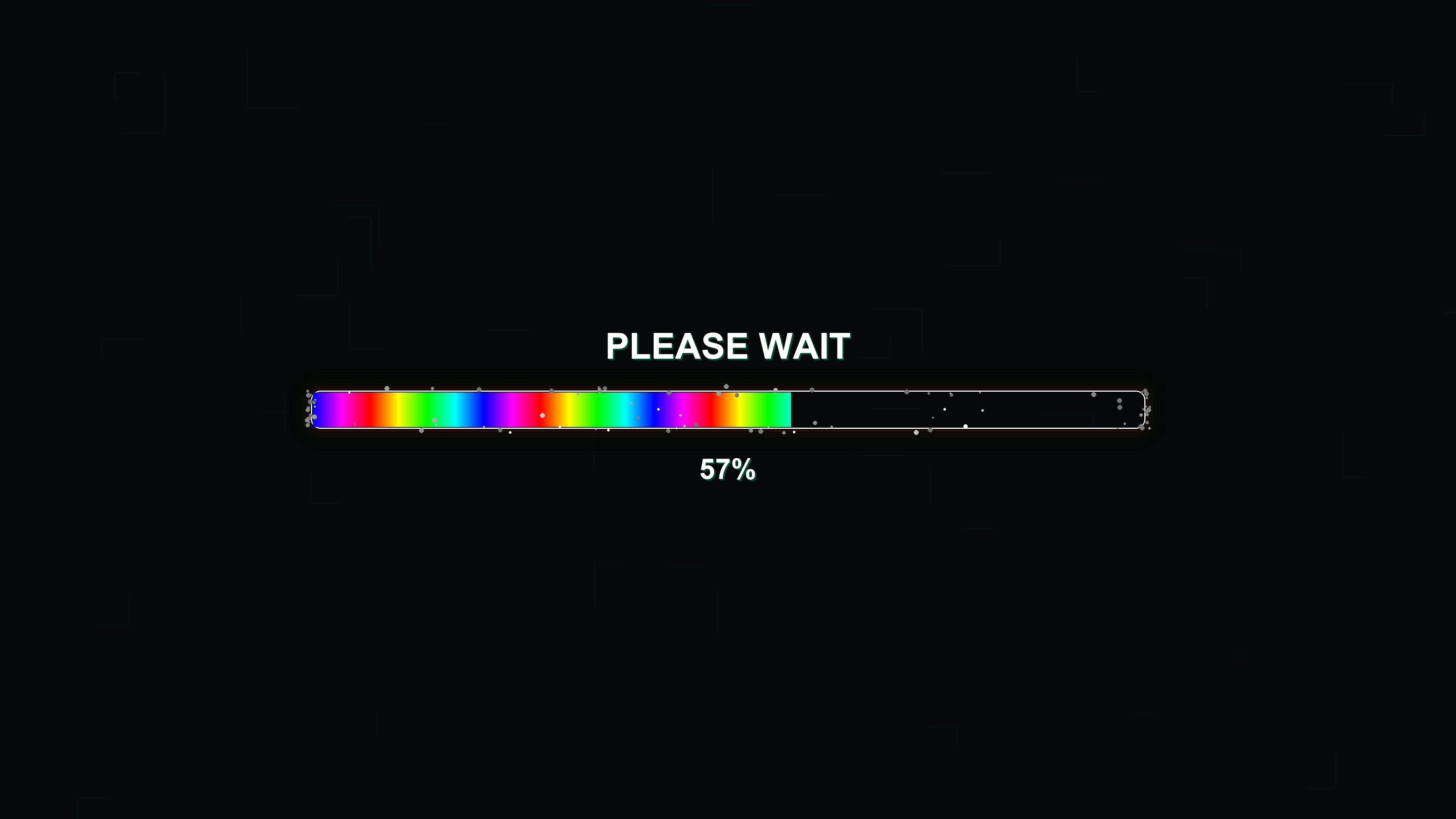 Progress bar animation showing colorful loading indicator for waiting periods on black background