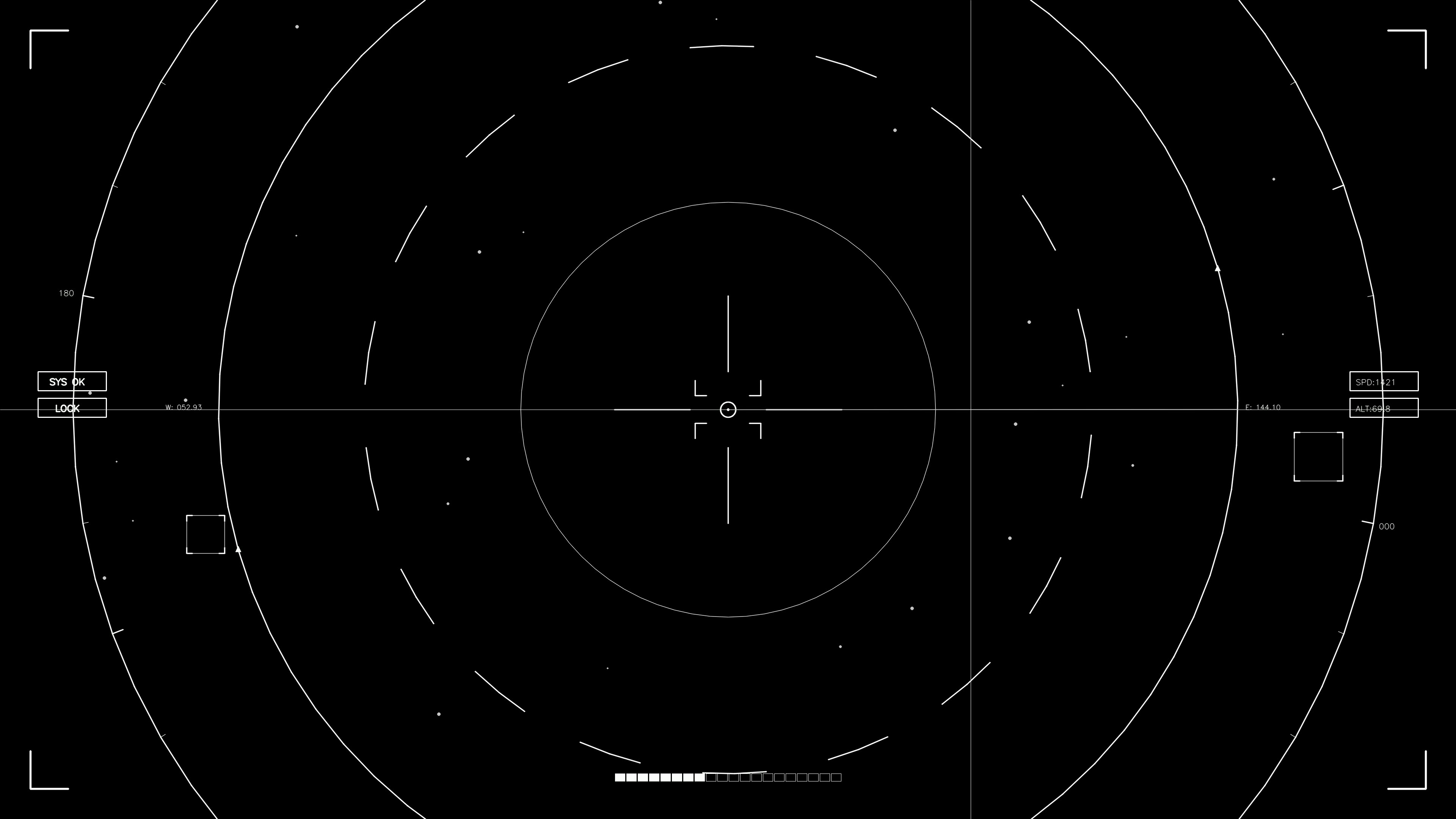 Hud elements animation for web designer and sci-fi video cutter with focused targeting circle and grid lines for visual effects