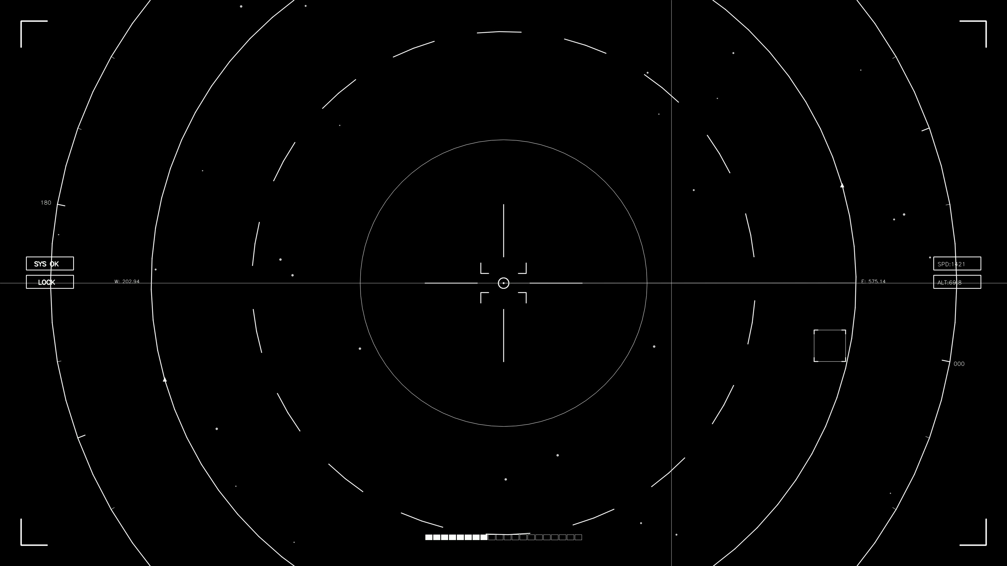 Hud elements animation for web designers showcasing sci-fi video cutting techniques in a dark background with focused targeting display