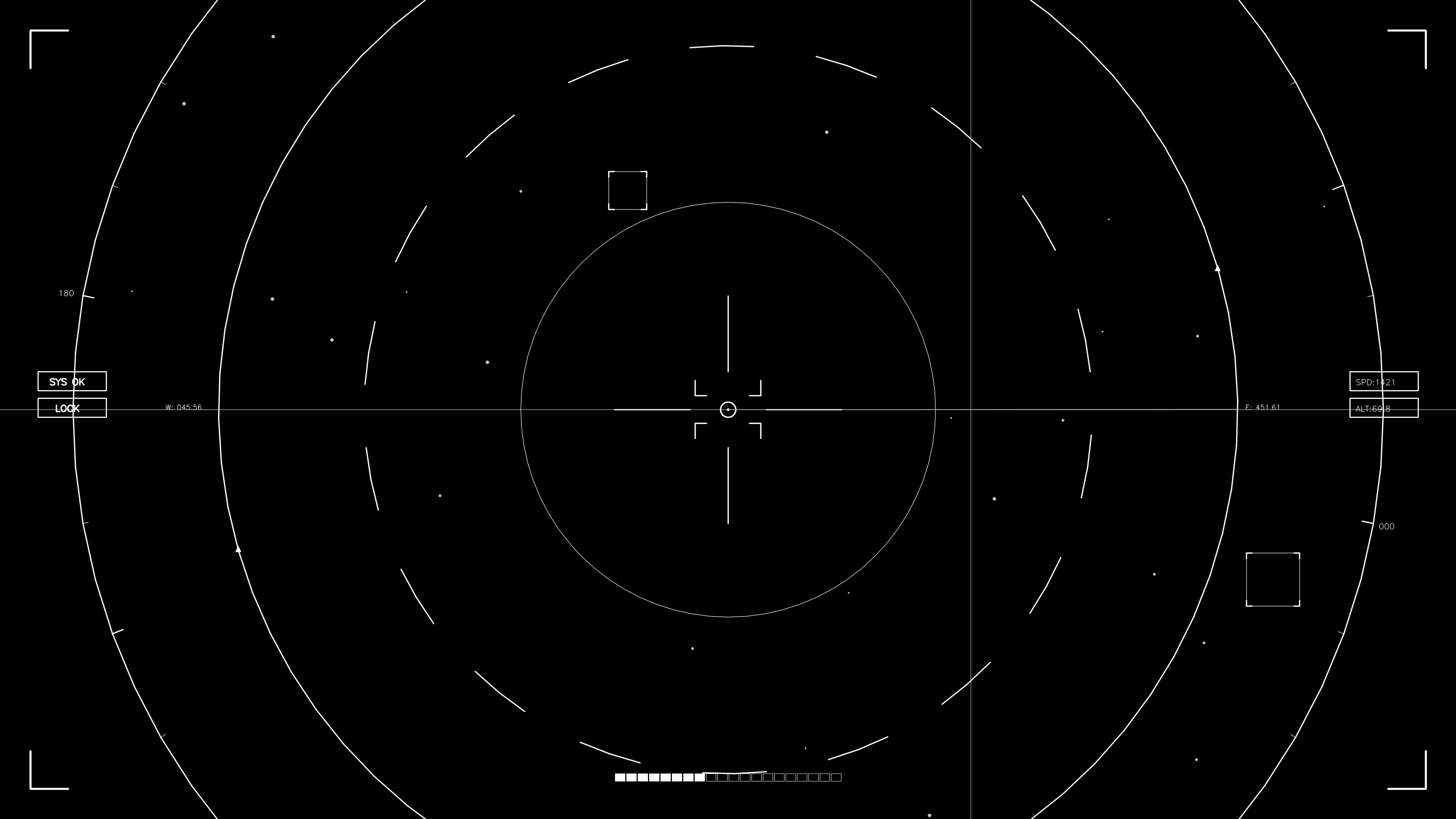 Hud elements animation for web designer and sci-fi video cutter showing circular lines and digital markings on a dark background