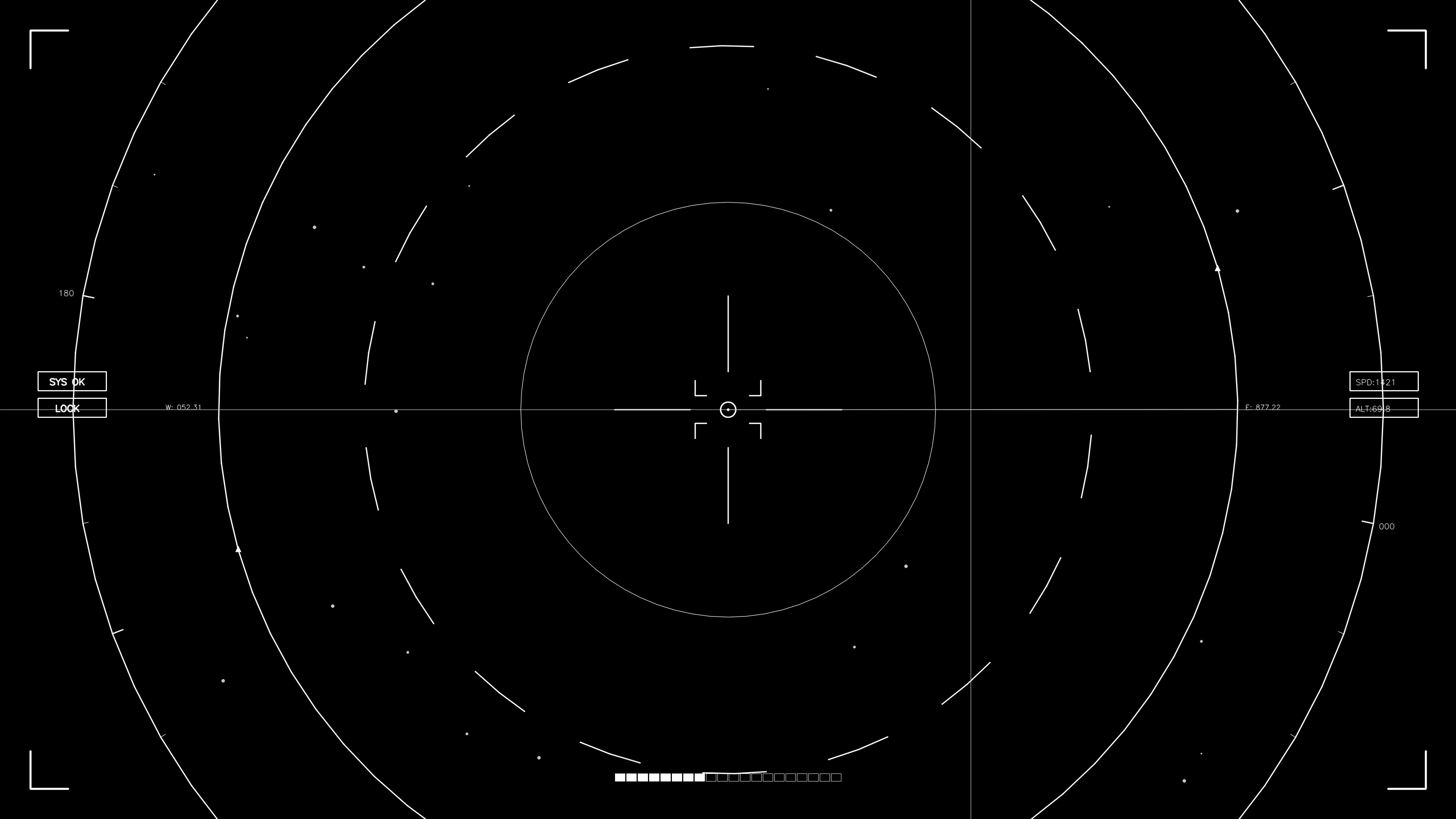 Hud elements animation for web designers and sci-fi video editors featuring circular indicators and targeting reticle