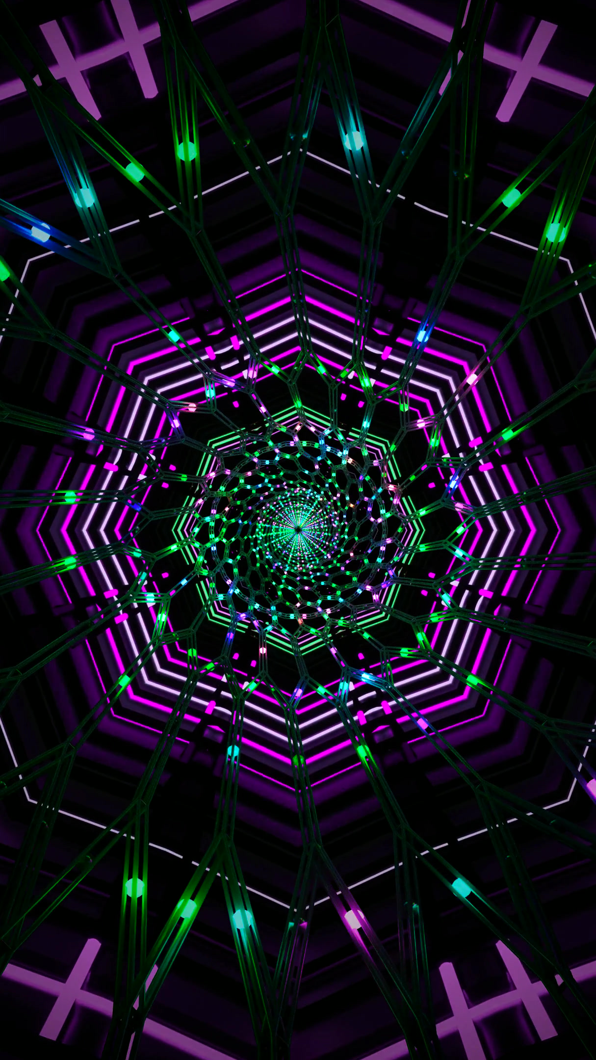 Dynamic tunnel video loop creating a vibrant and mesmerizing visu
