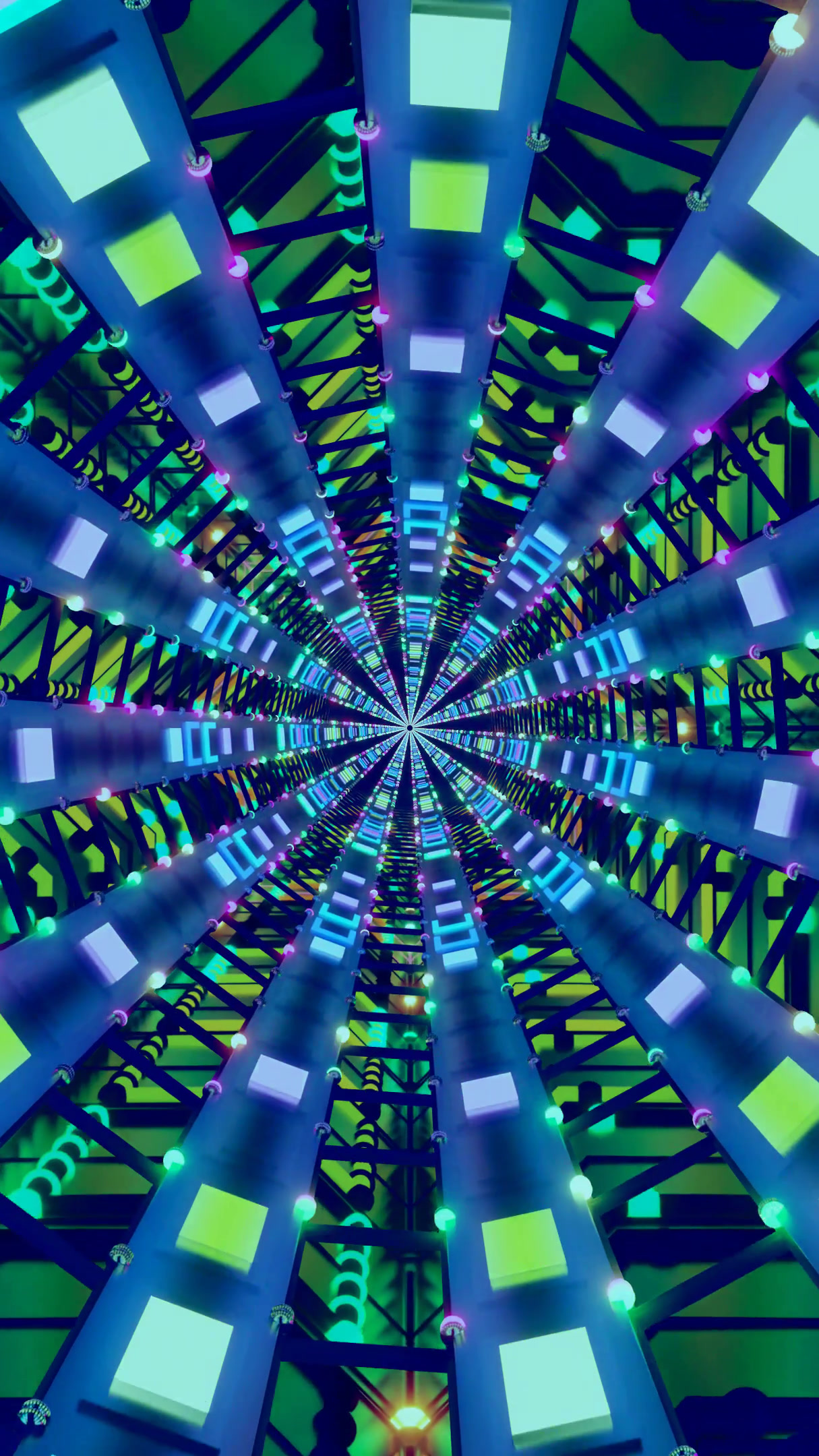Vibrant tunnel video loop with colorful lights and seamless motion creating a mesmerizing visual experience