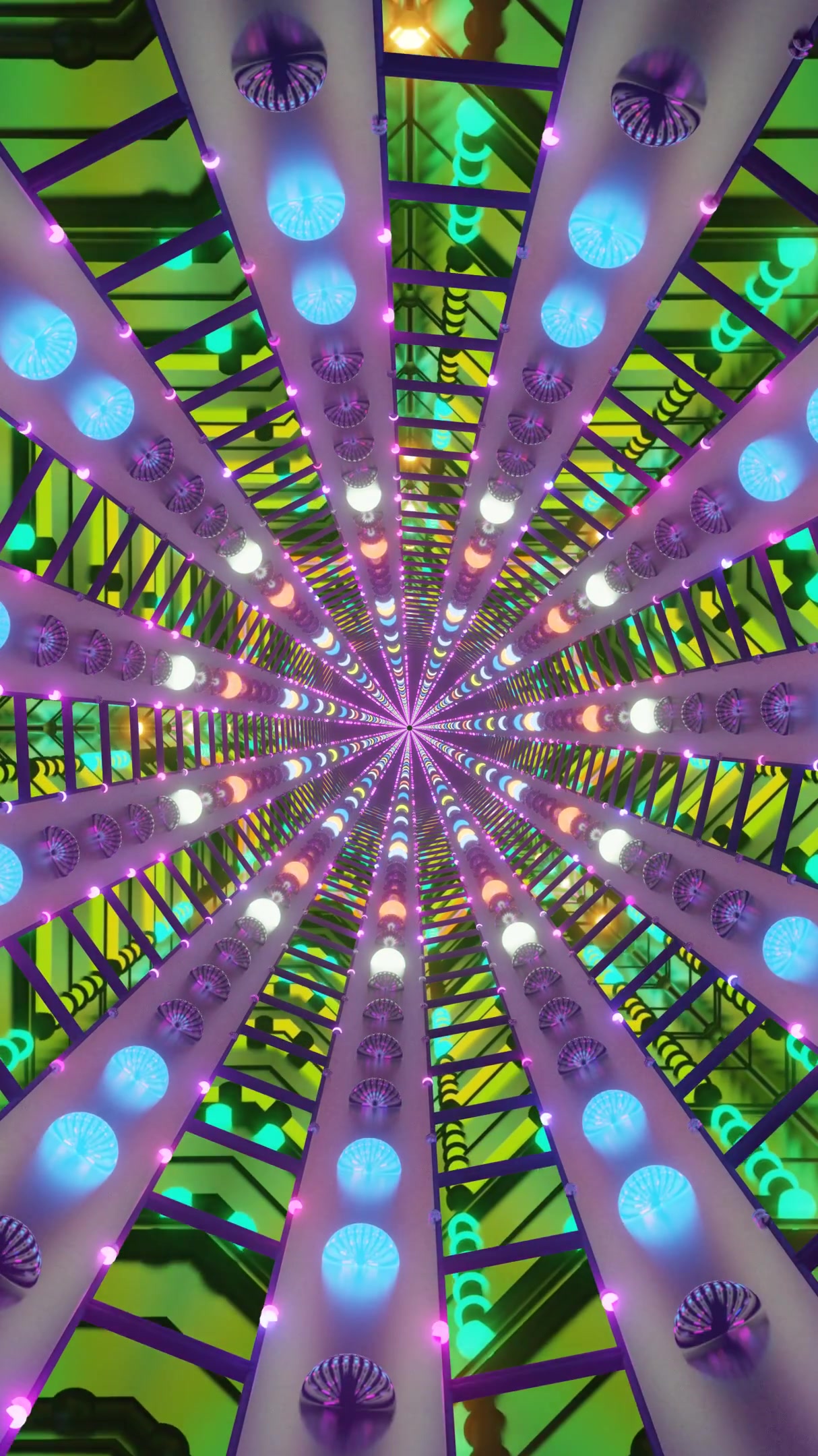 Tunnel video loop creating a mesmerizing visual experience with vibrant colors and repeating patterns