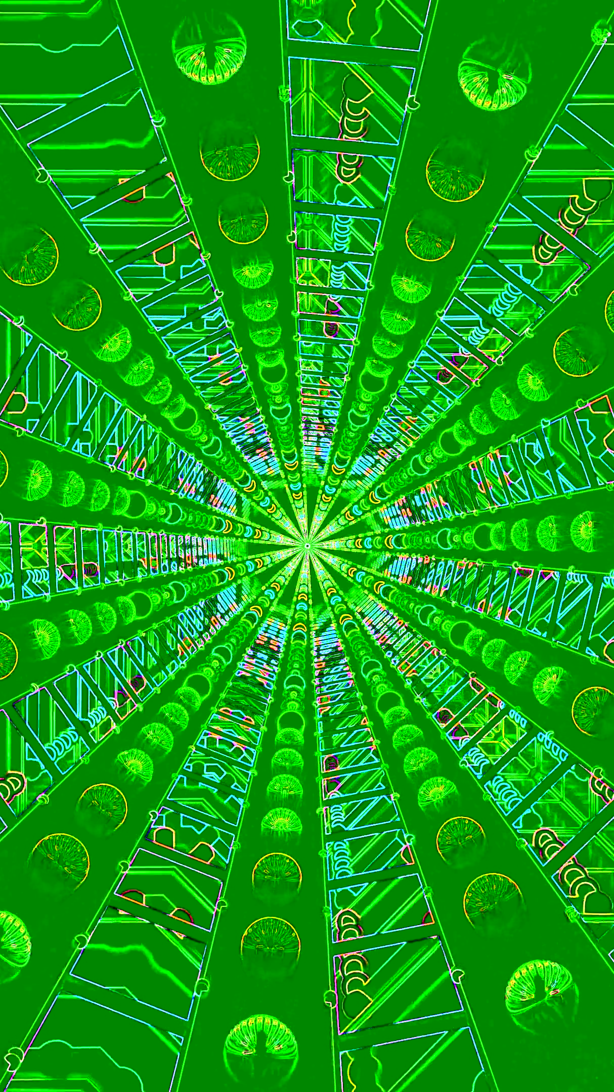 Vivid green tunnel video loop creates an immersive visual experie