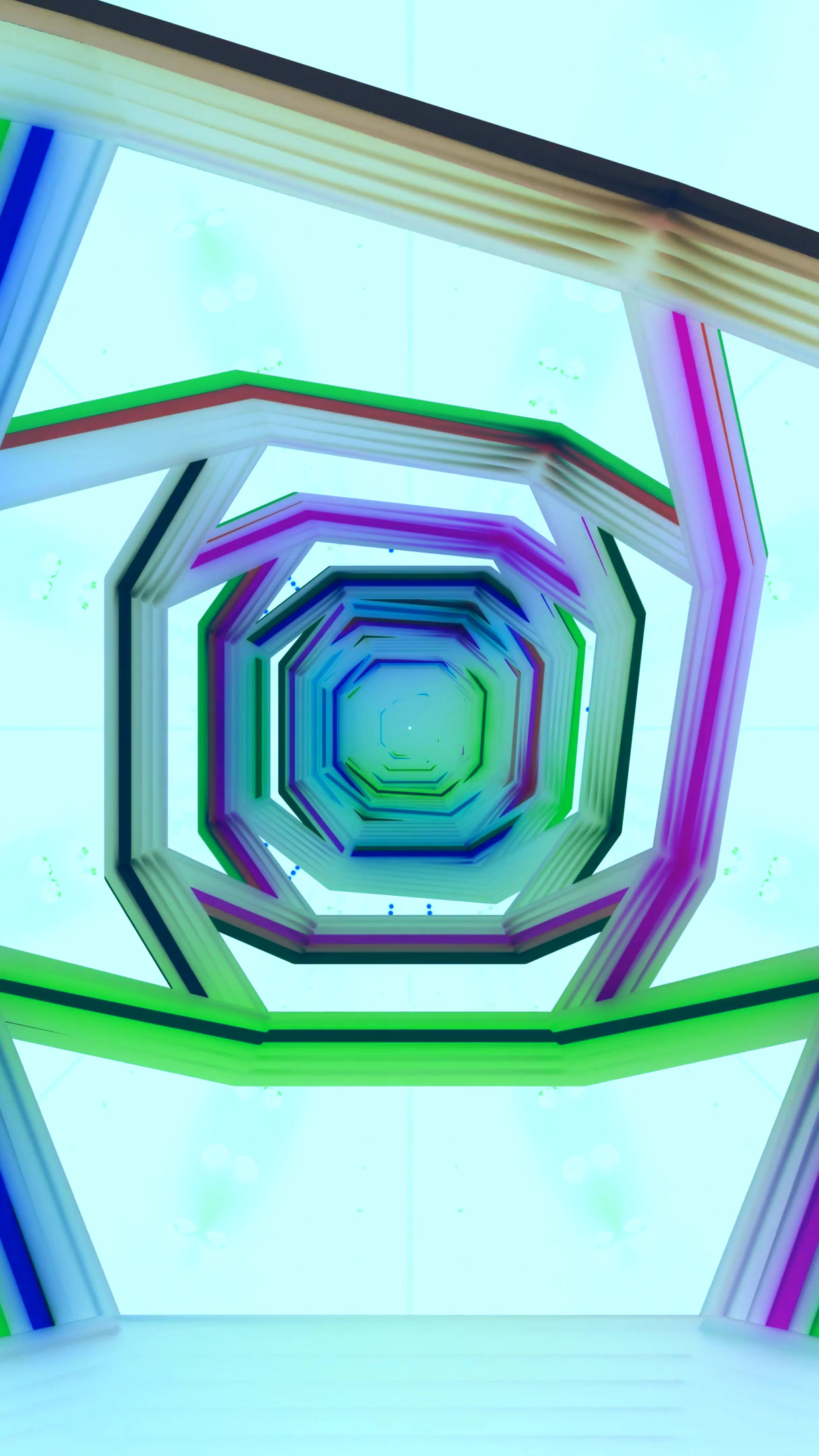 Colorful tunnel video loop showcasing smooth transition and seamless flow through vibrant geometric shapes and patterns