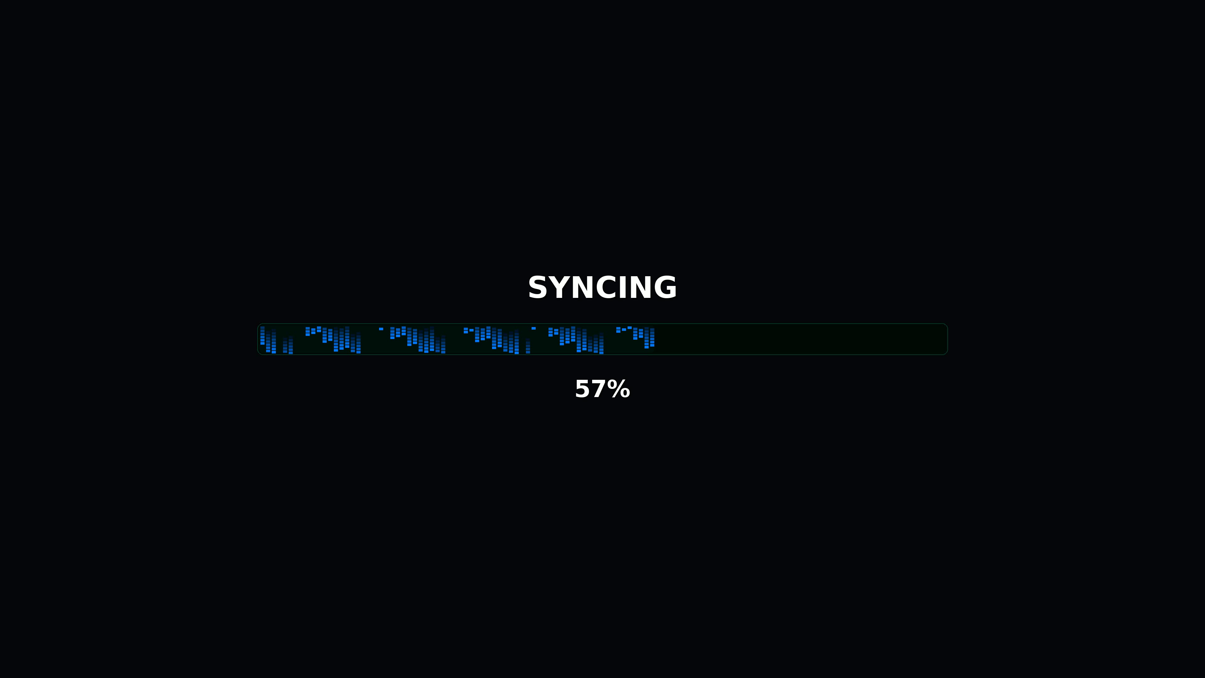 Progress bar reaches full animation while syncing data for video playback purposes in a digital environment