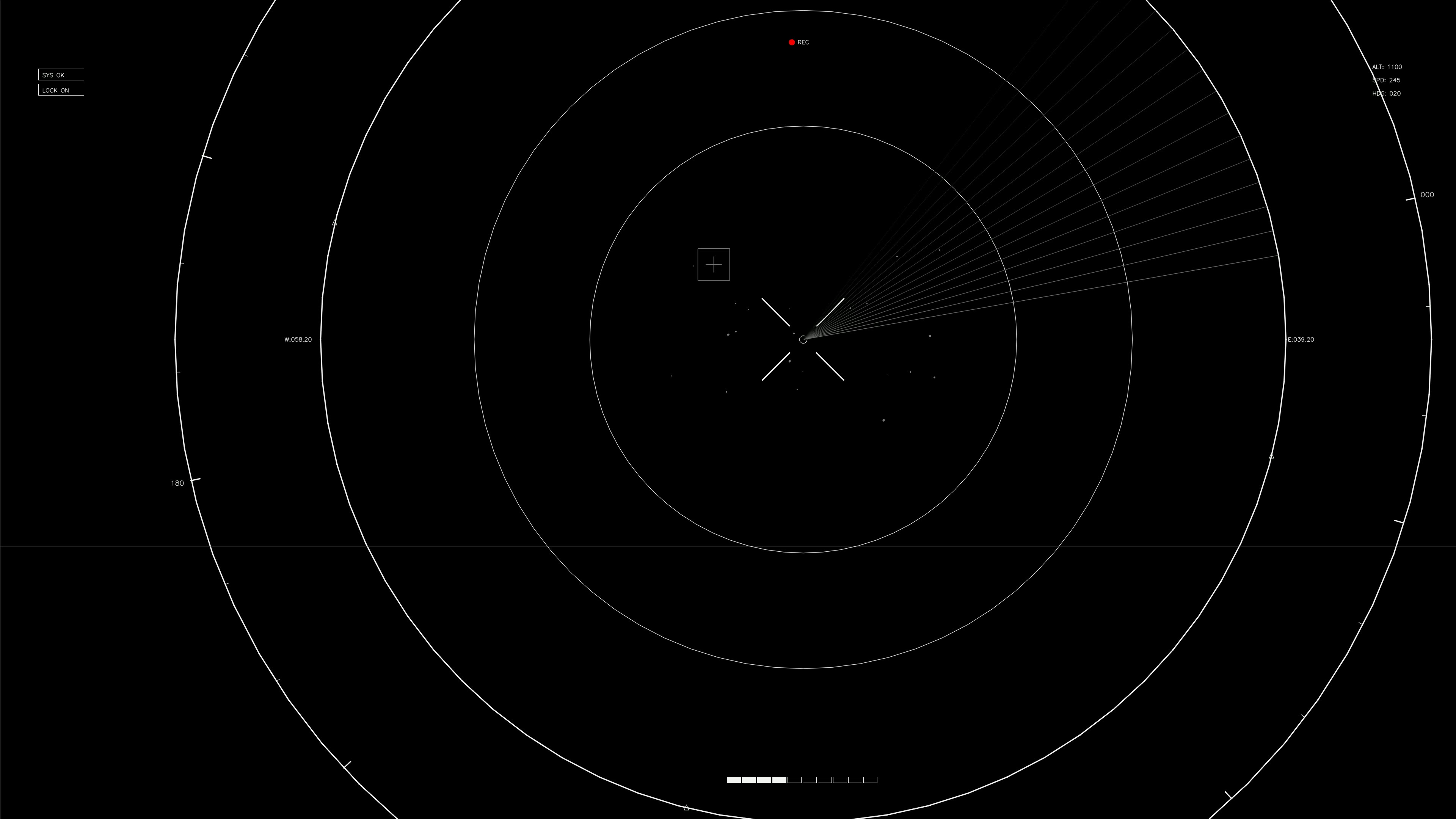 Animation of hud elements for web designers and sci-fi video editors showing circular patterns and lines on a black background
