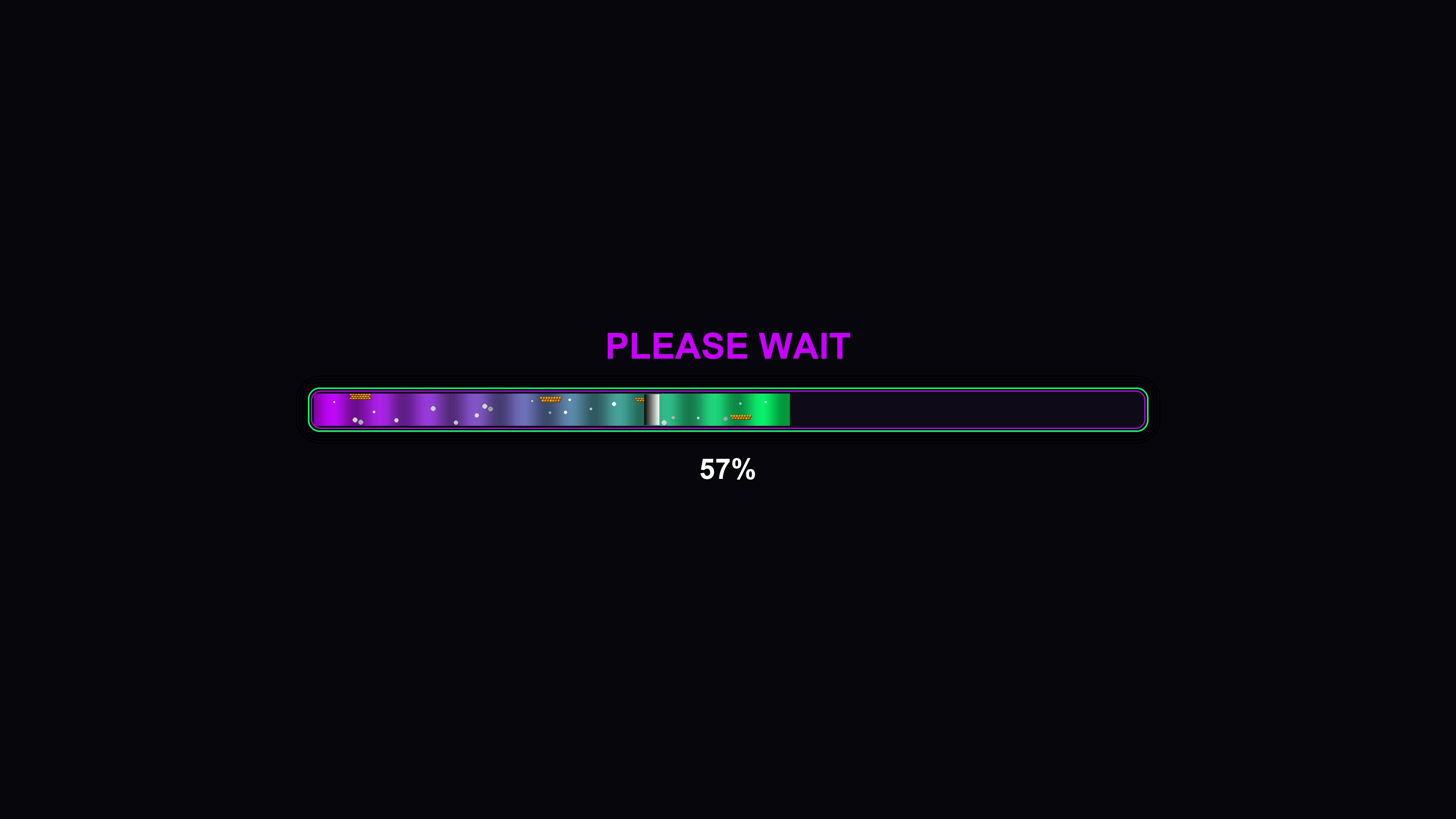 Progress bar shows loading status with vibrant colors in a digital scene