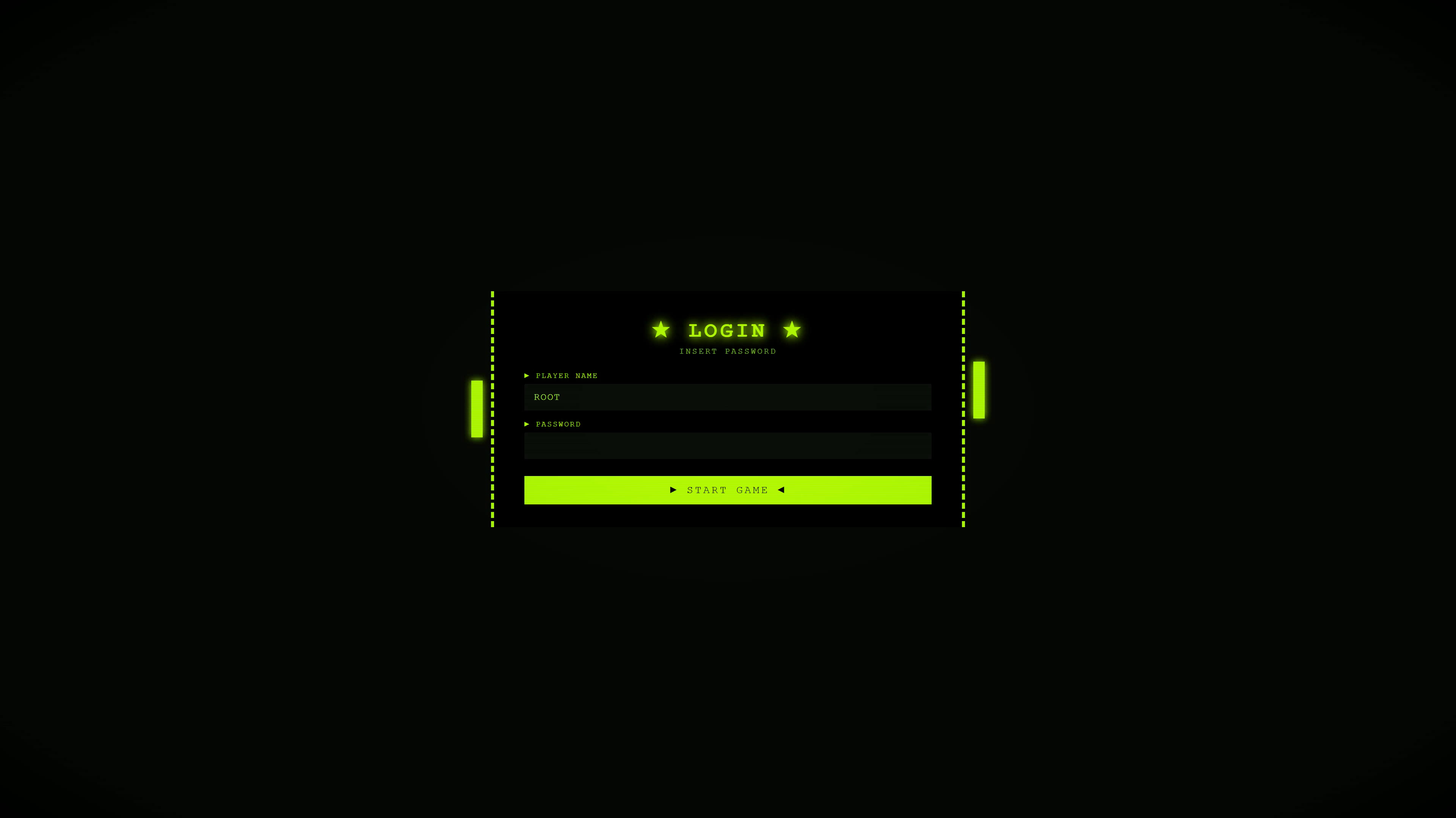 Animation shows computer login process that gets hacked during the action in a dark setting with bright green elements