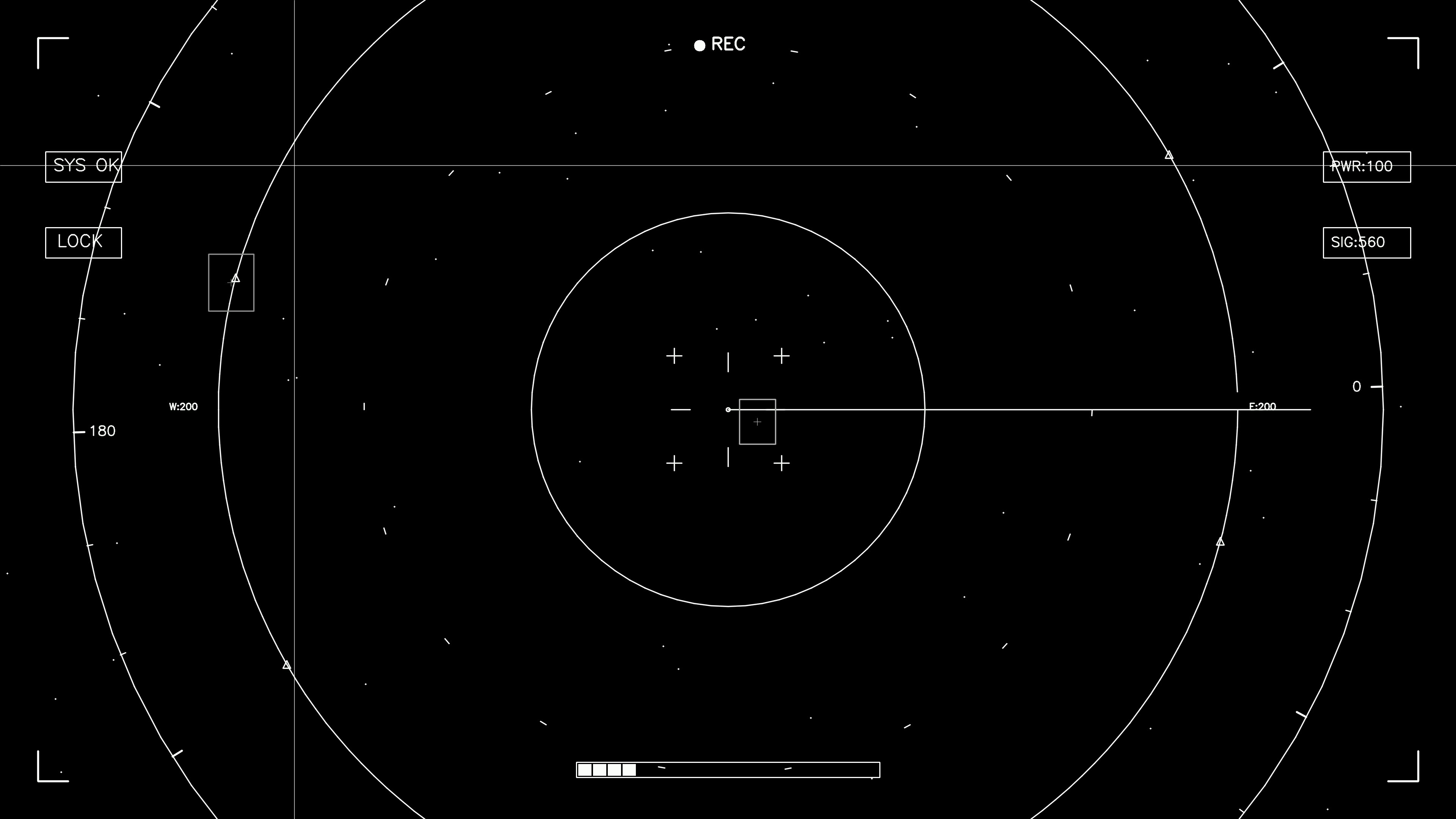 Hud elements animation for webdesign and sci-fi video cutter creation with visual focus on circular target area