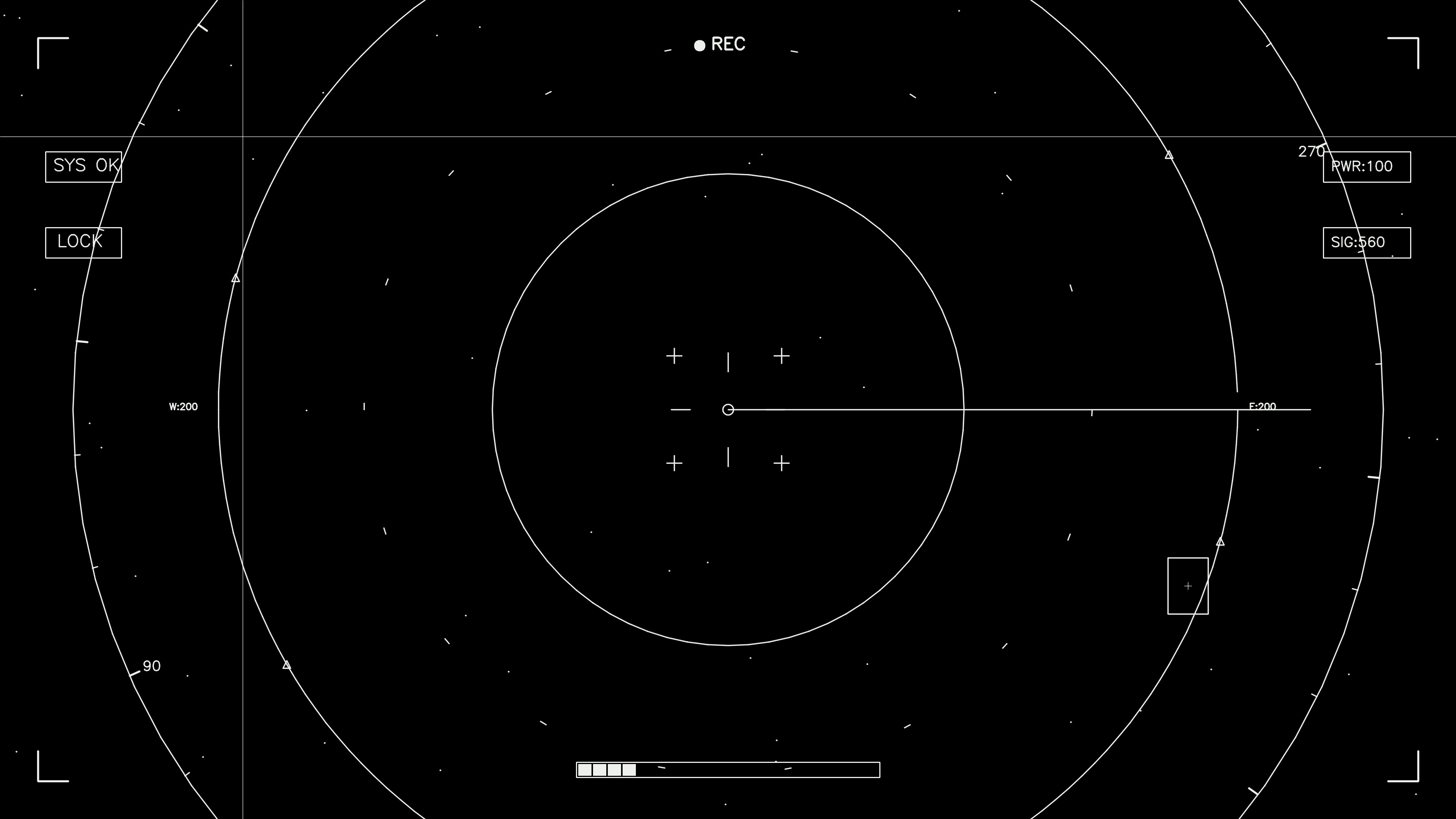 Hud elements animation for web designers and sci-fi video projects showing basic layout and details on dark background