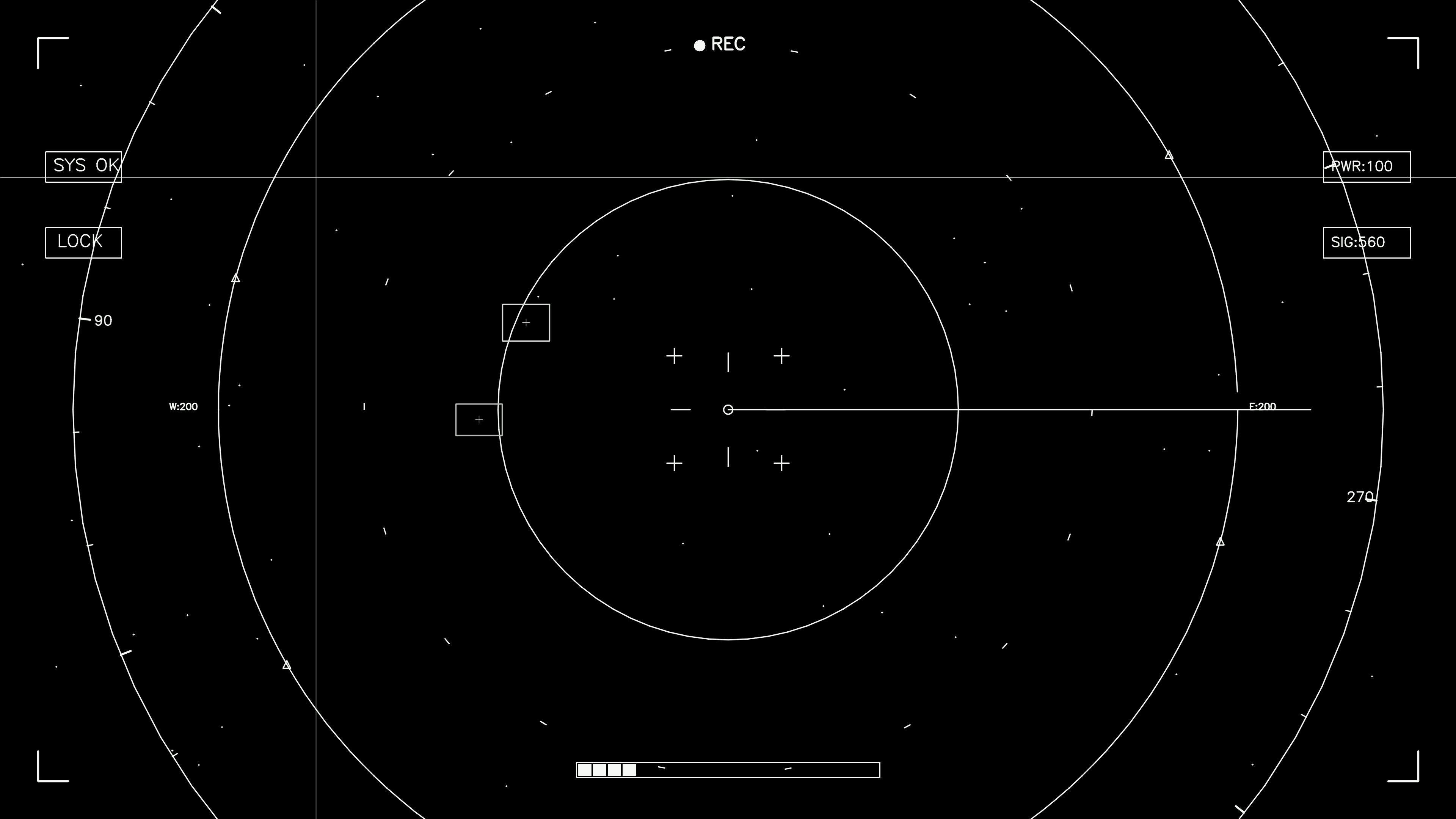 Hud elements animation for webdesign and sci-fi video cutter demonstrating recording interface layout and system status indicators