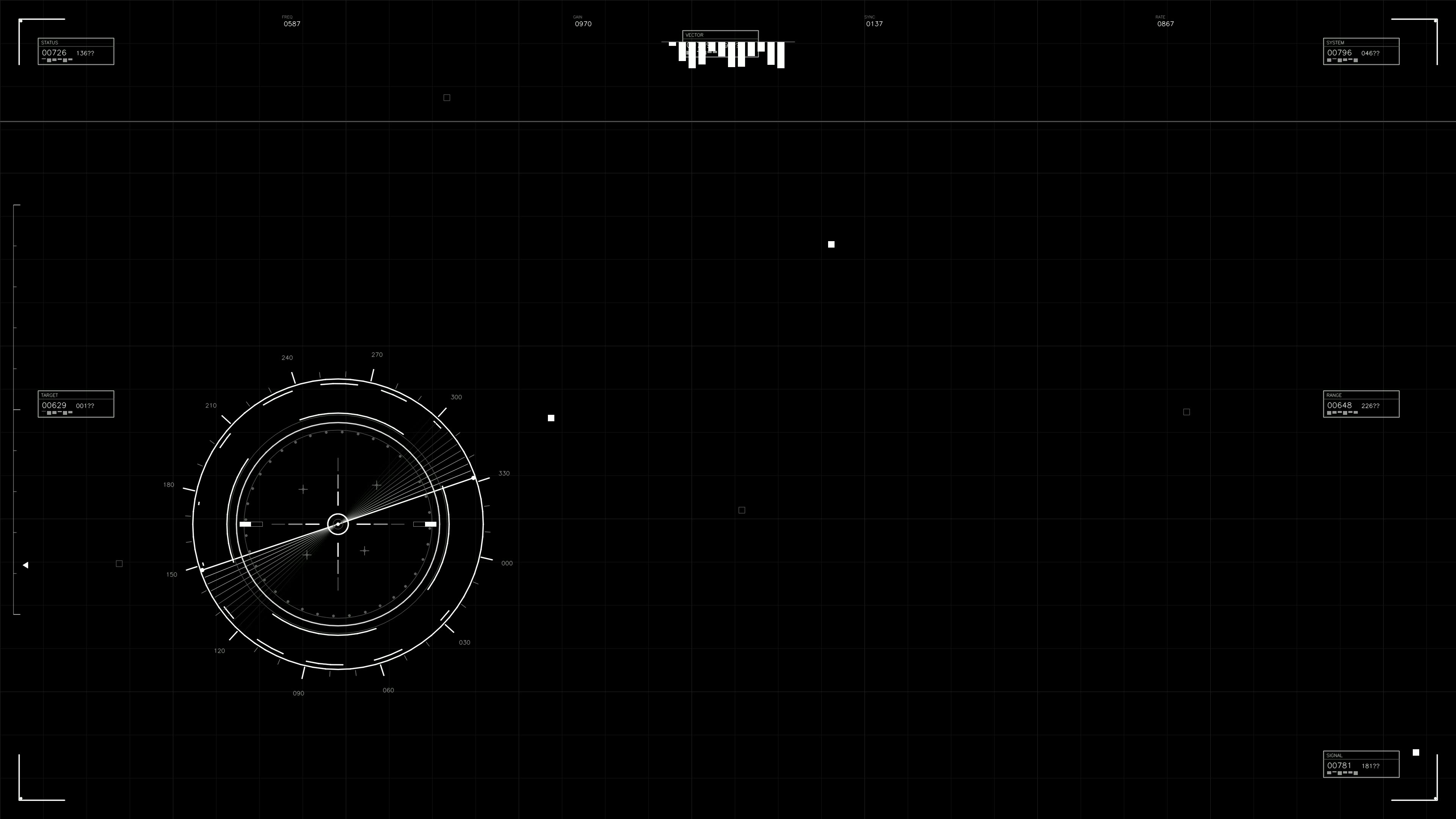 Military GUI war stock footage HUD animation for science fiction production with dark background and dynamic elements