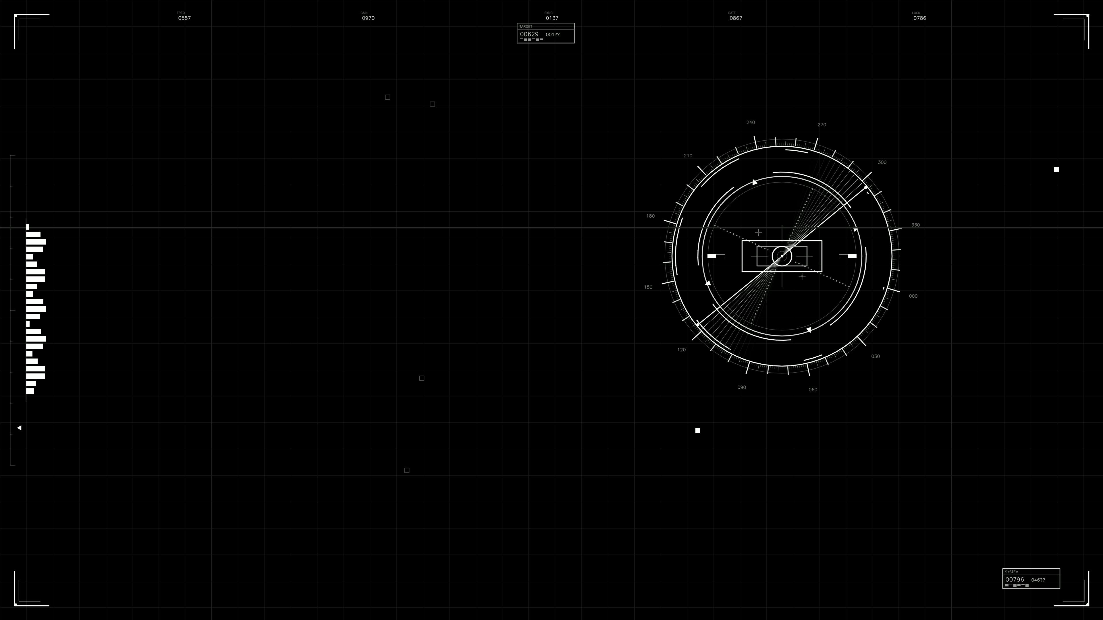 Military gui war stock footage hud animation for science fiction production in a dark design layout with focus on radar display